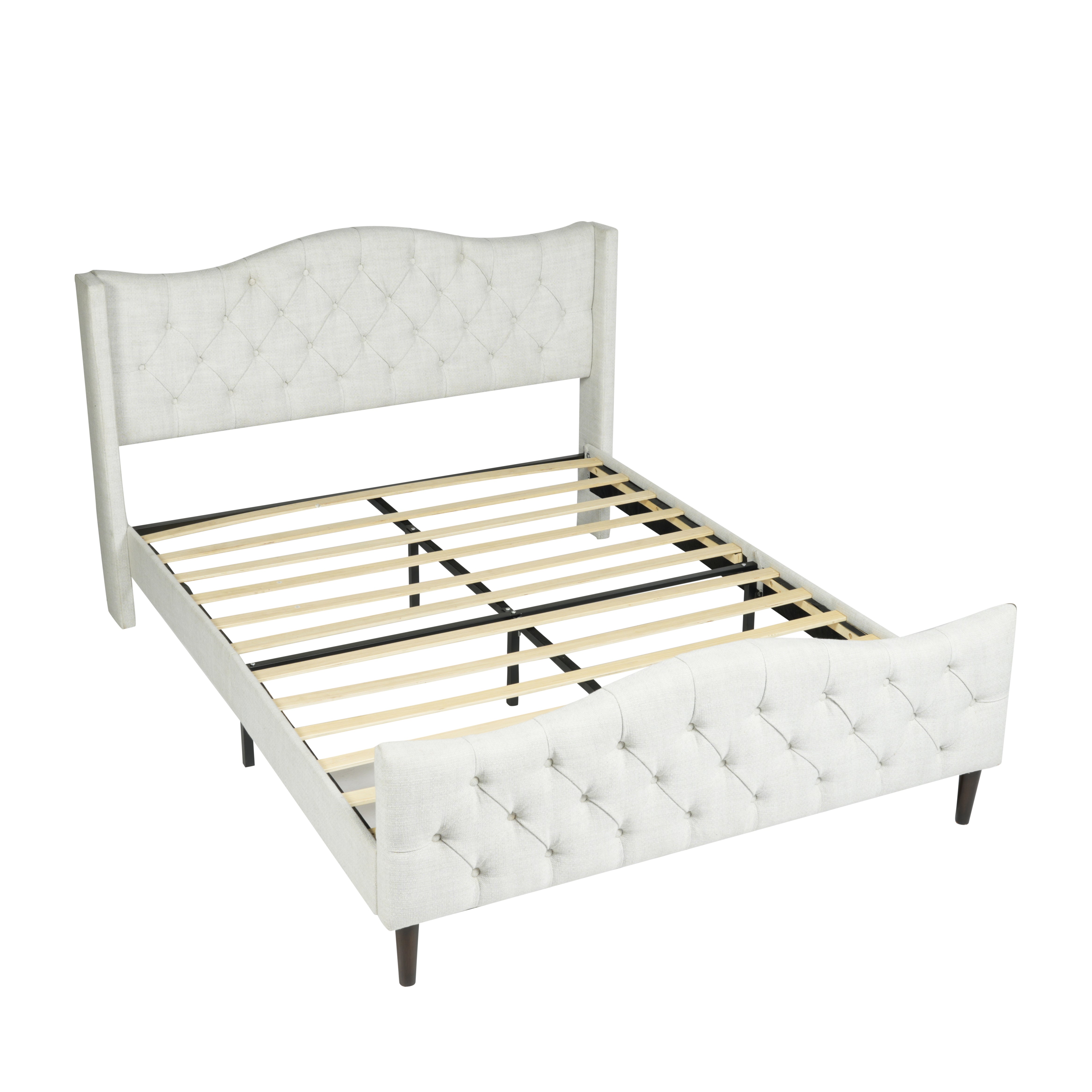 Homy Casa ALDA QUEEN BEIGE "86.6 x 65.7" Queen Bed Frame with Headboard