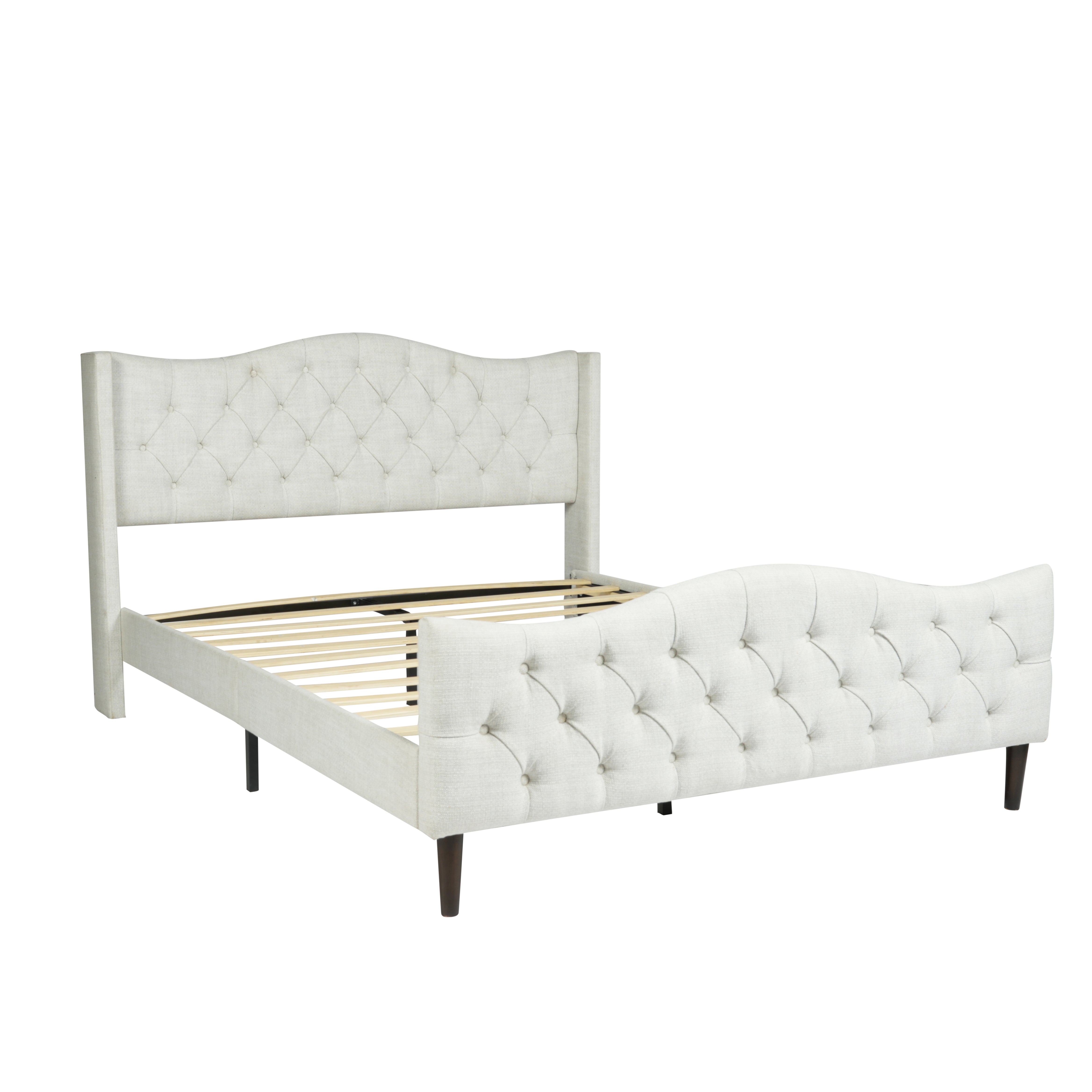 Homy Casa ALDA QUEEN BEIGE "86.6 x 65.7" Queen Bed Frame with Headboard