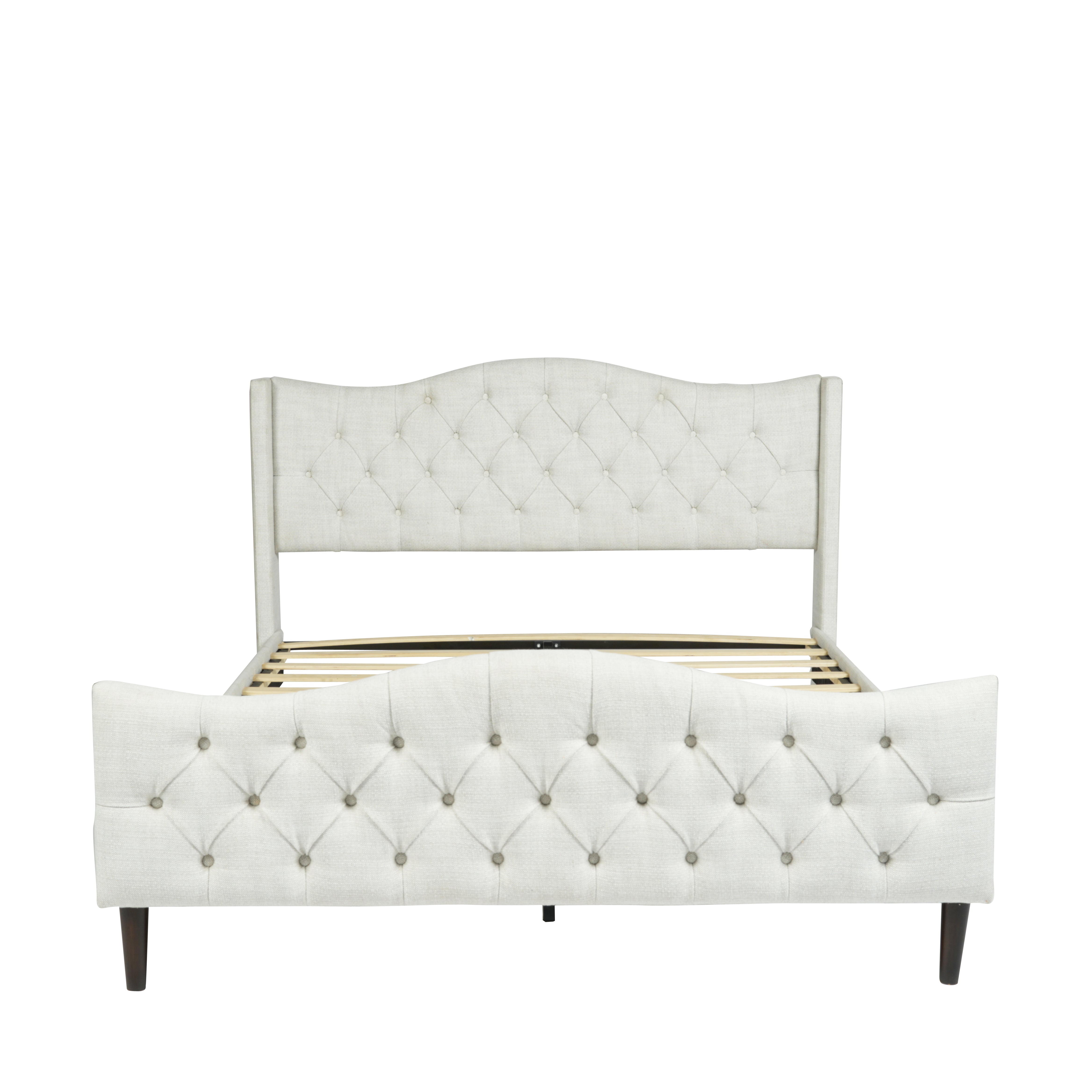 Homy Casa ALDA QUEEN BEIGE "86.6 x 65.7" Queen Bed Frame with Headboard