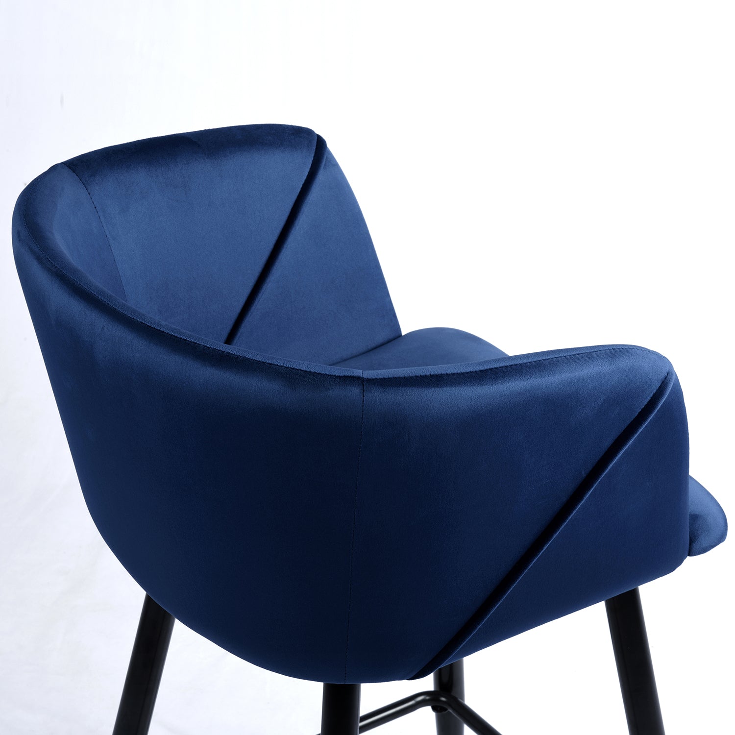 Homy Casa Aldridge Blue 2PC 26" Velvet Upholstered Counter Stools, Open Box