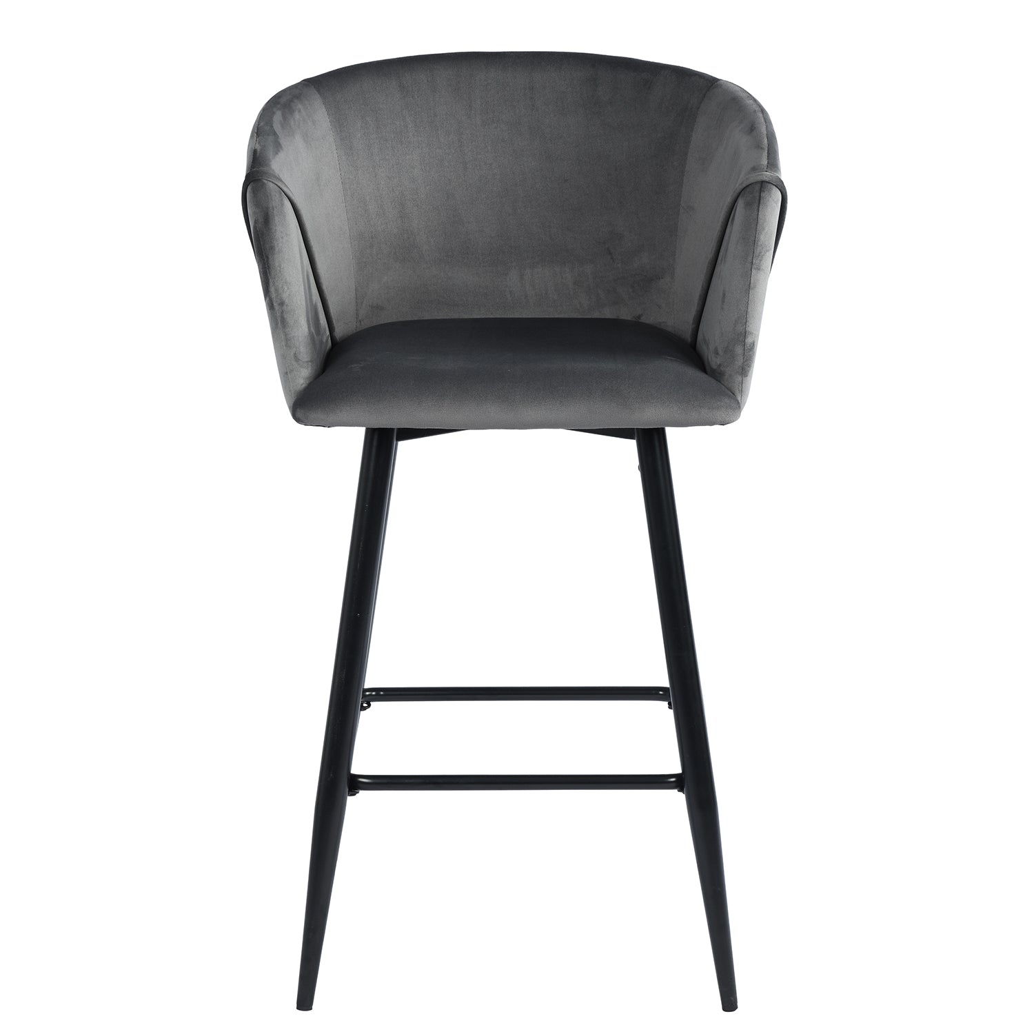 Homy Casa Aldridge Grey 2PC 26" Velvet Upholstered Counter Stools, Open Box