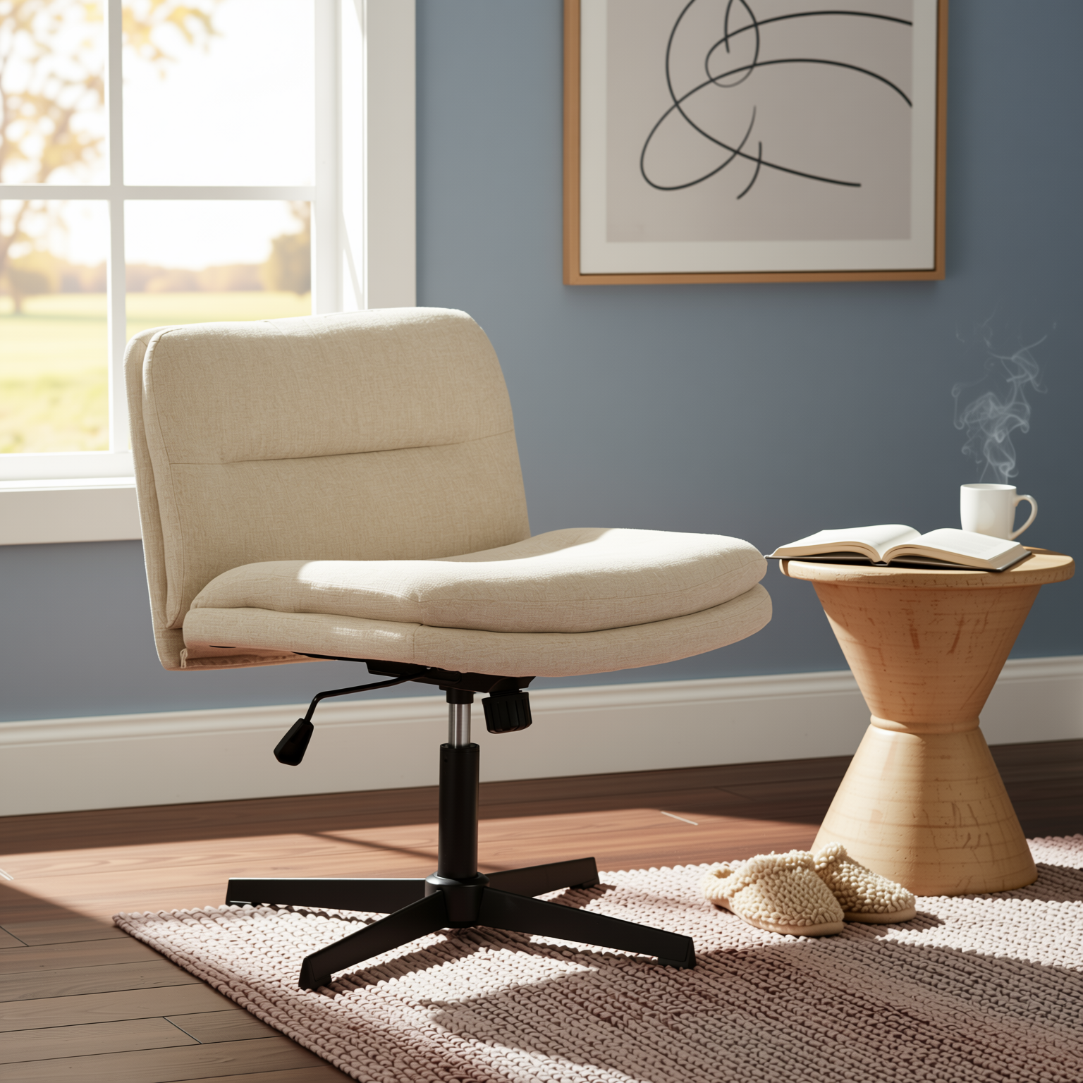 Homy Casa Alintoner Adjustable Swivel Beige Office Chair Accent Chair