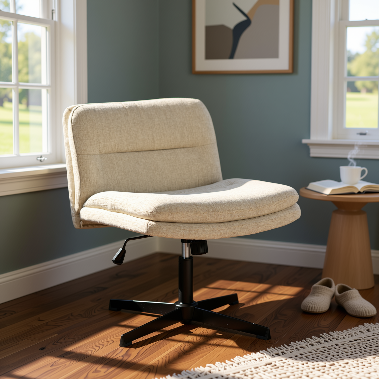Homy Casa Alintoner Adjustable Swivel Beige Office Chair Accent Chair