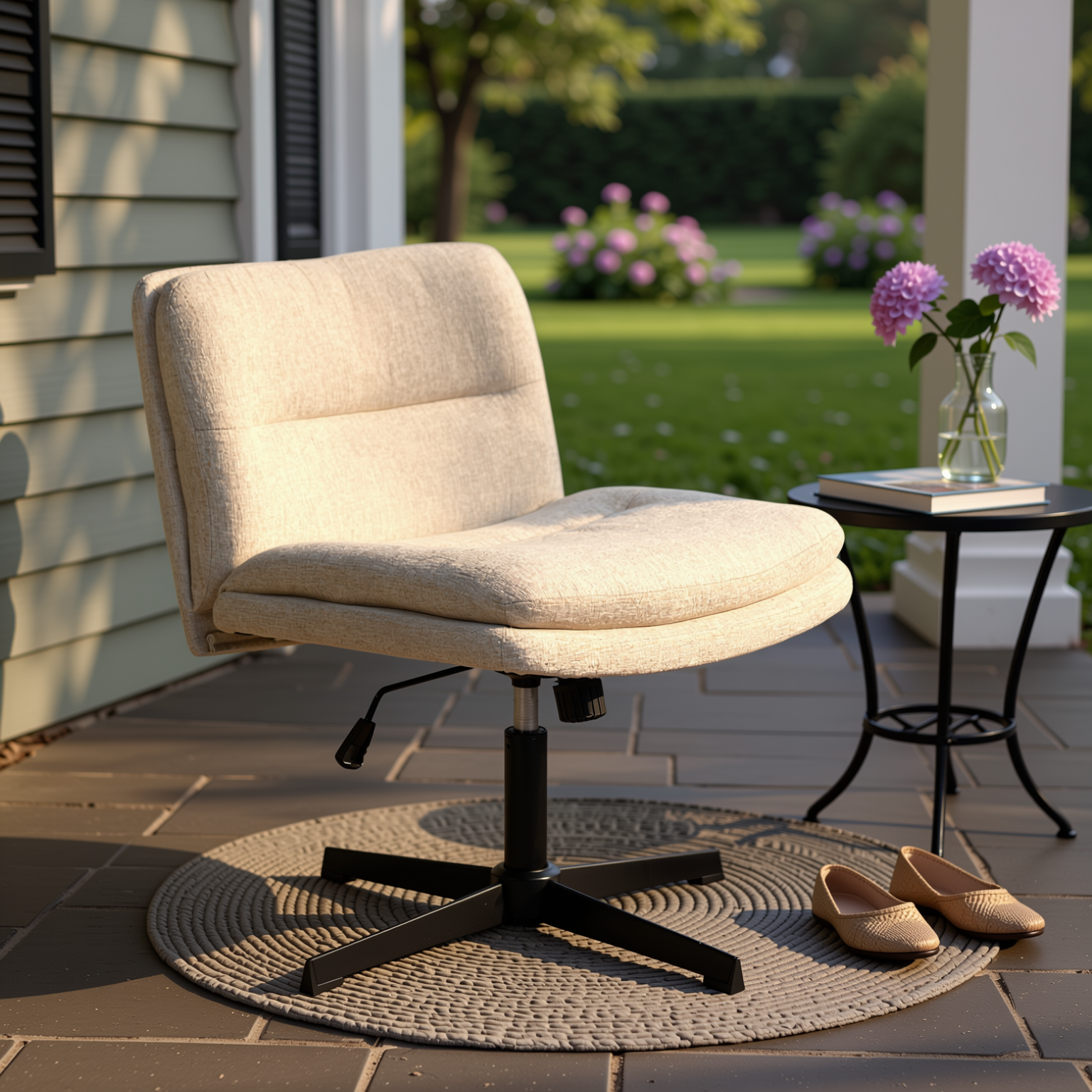 Alintoner 25.6" Adjustable Beige Office Chair Home Office Seating