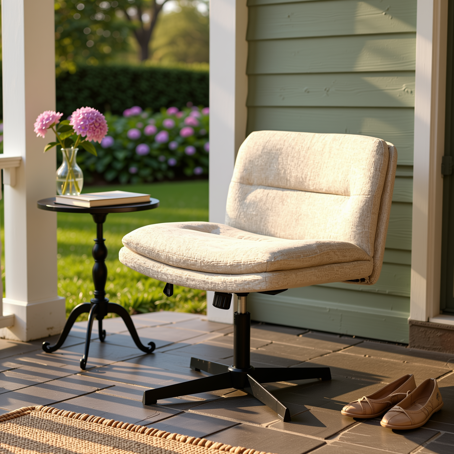 Homy Casa Alintoner Adjustable Swivel Beige Office Chair Accent Chair