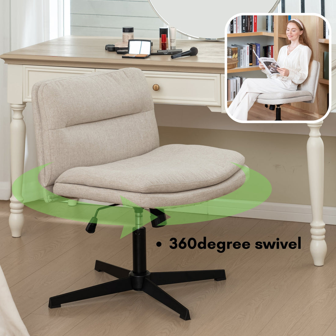 Fabric Modern Upholstered Swivel Executive Chair Ergonomic Task Chai