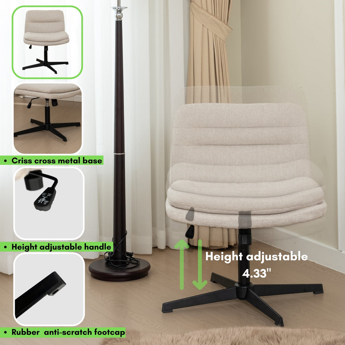 Fabric Modern Upholstered Swivel Executive Chair Ergonomic Task Chai