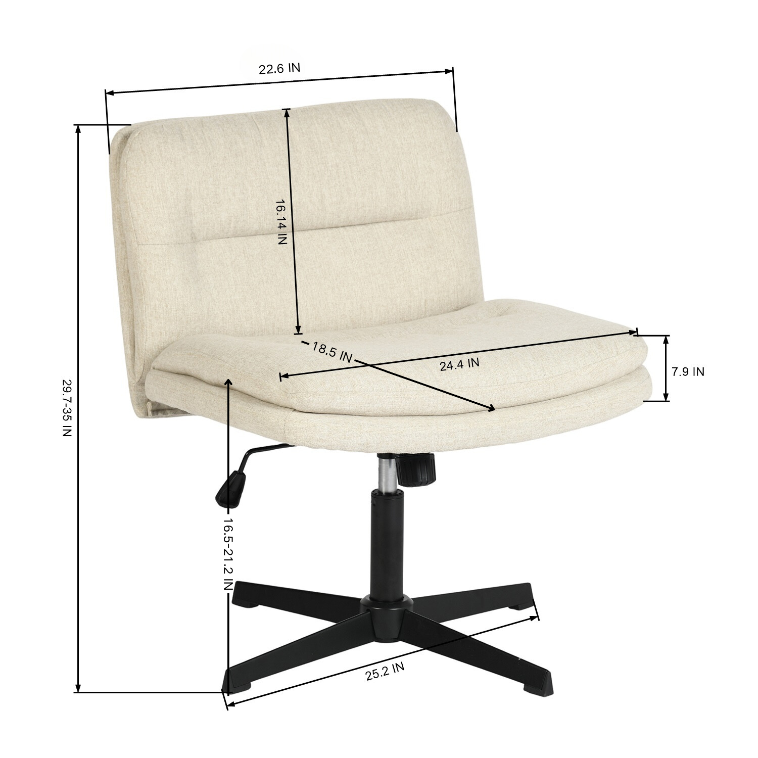 Alintoner 25.6" Adjustable Beige Office Chair Home Office Seating