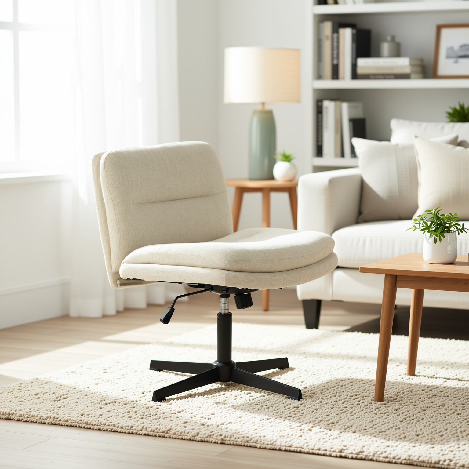 Alintoner 25.6" Adjustable Beige Office Chair Home Office Seating