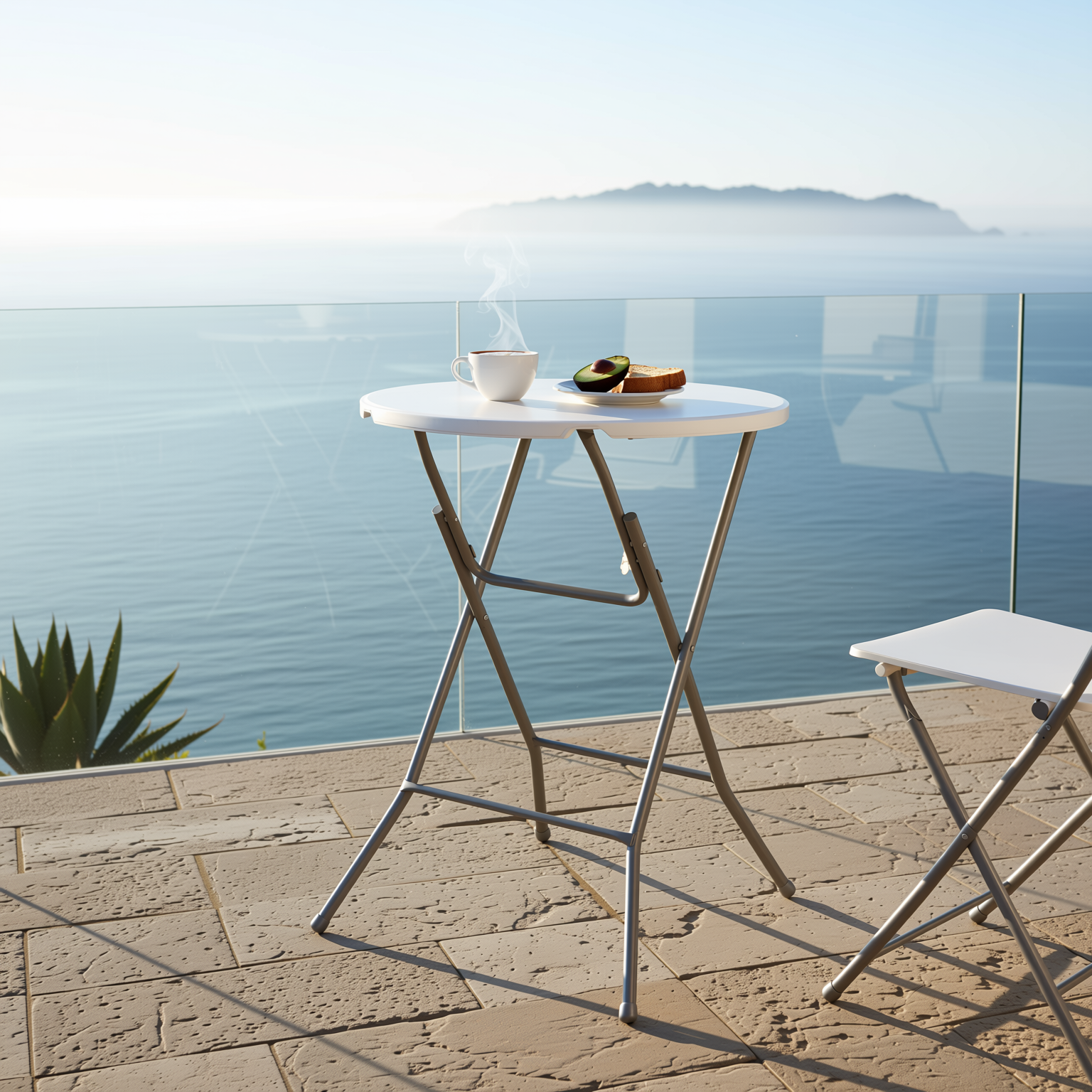 Homy Casa ALIN 31.5” Modern Folding High Bar Table with Iron Legs White
