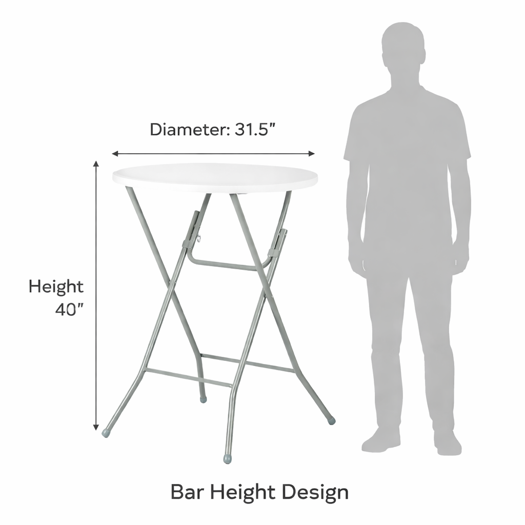 Homy Casa ALIN 31.5” Modern Folding High Bar Table with Iron Legs White