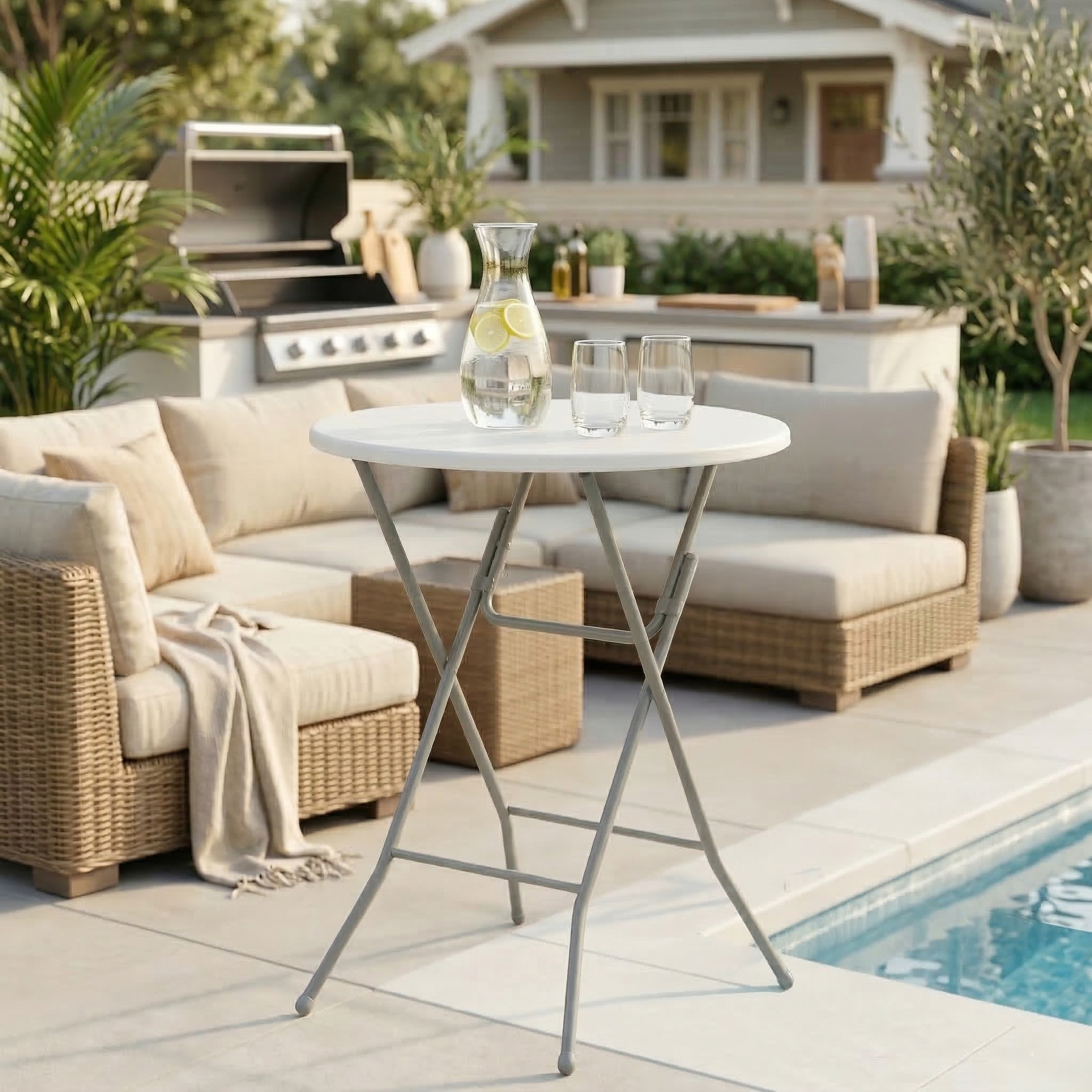 ALIN 31.5” Modern Folding High Bar Table with Iron Legs White