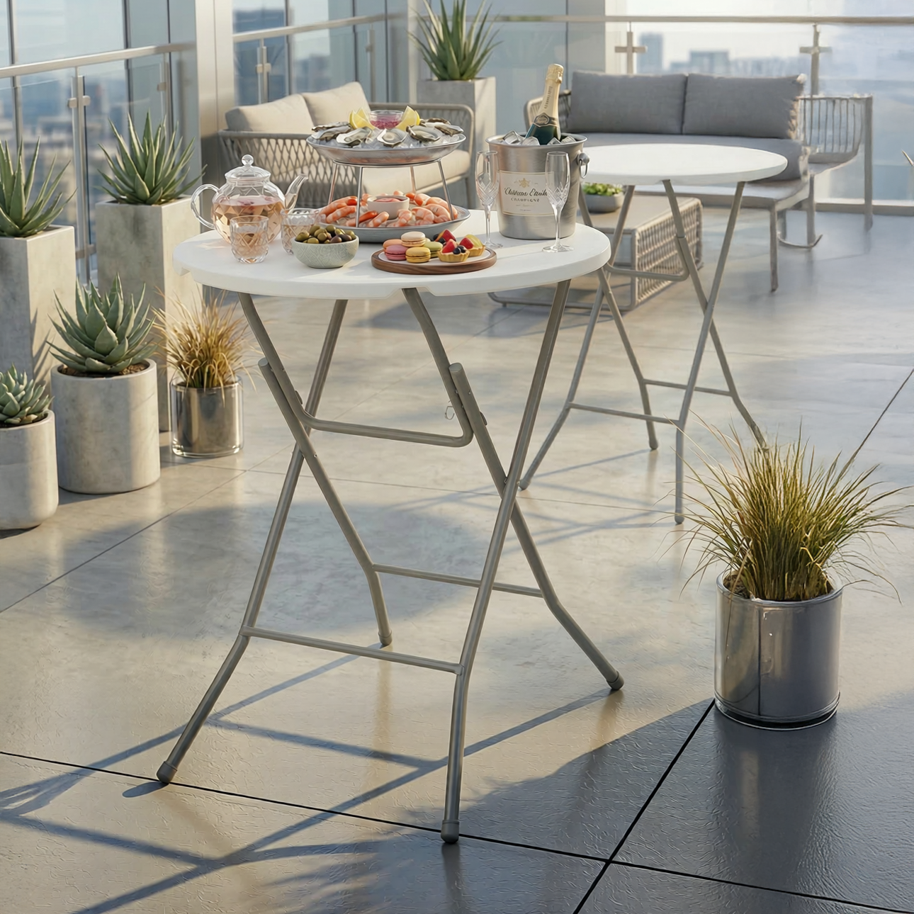 ALIN 31.5” Modern Folding High Bar Table with Iron Legs White