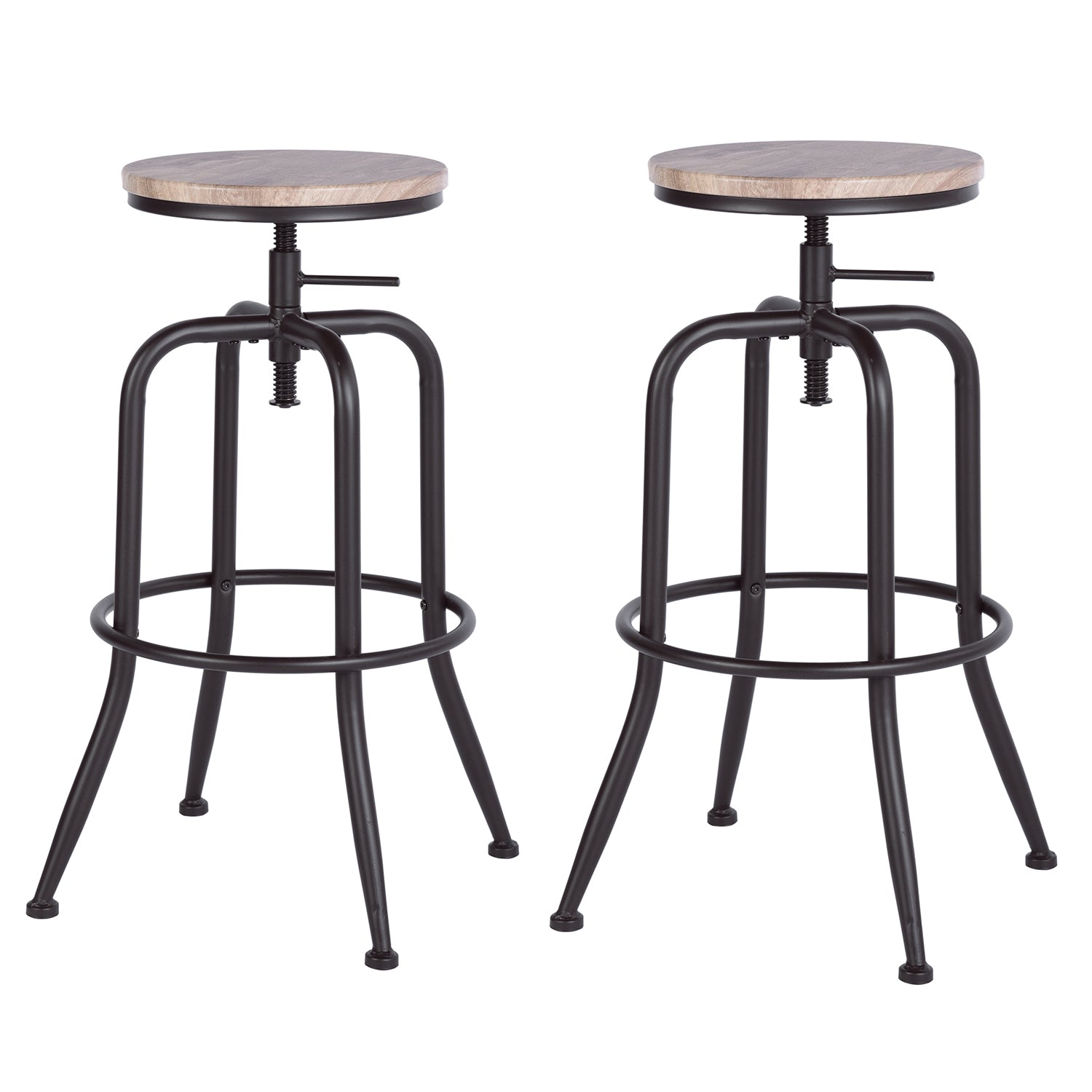 Homy Casa ANACLETUS OAK 2PC Adjustable Bar Stool 27-30” Versatile Seating Solution Open Box