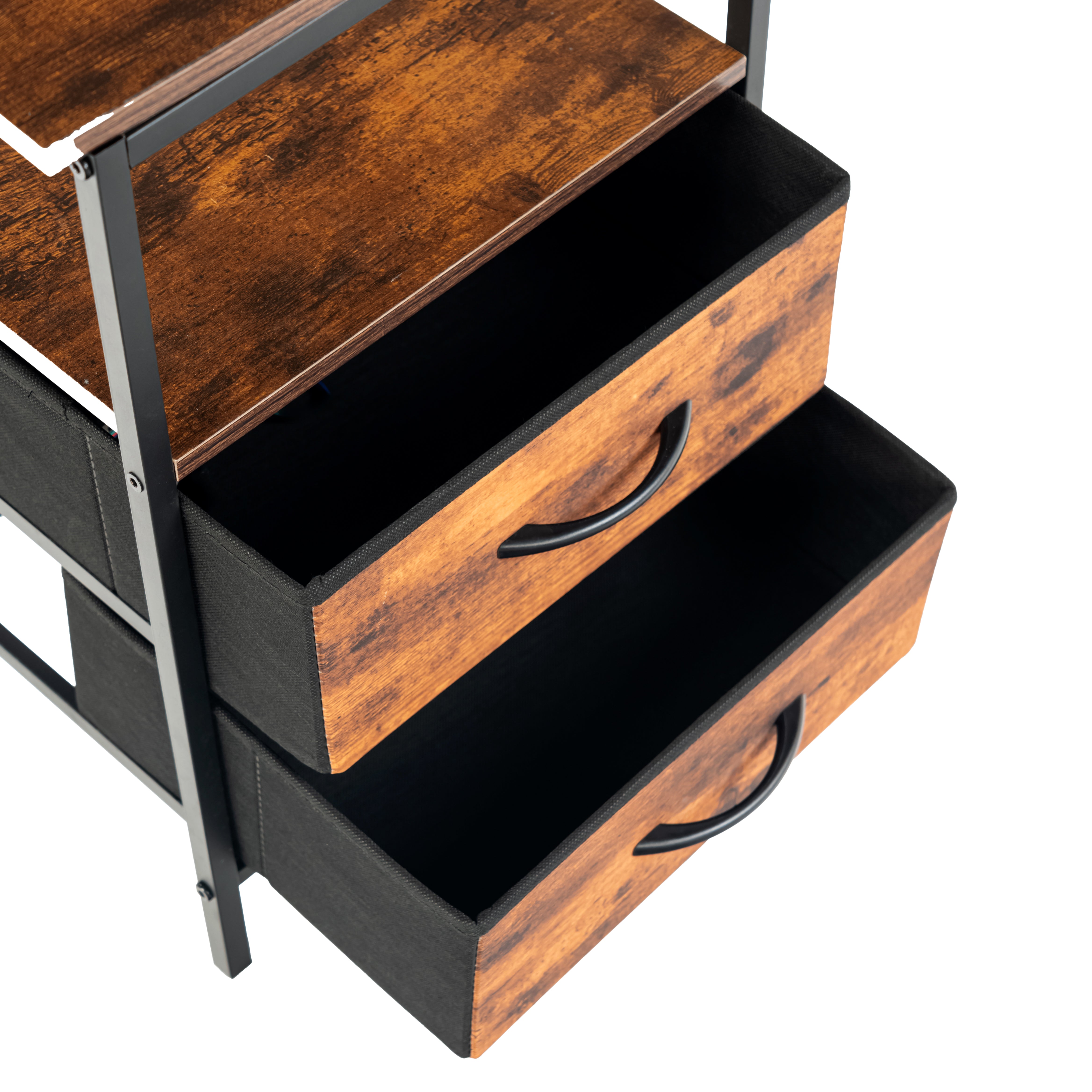 Homy Casa ANBY CRIMSON 2 Drawers Nightstand Bedside Table with Power Strip and USB Open Box