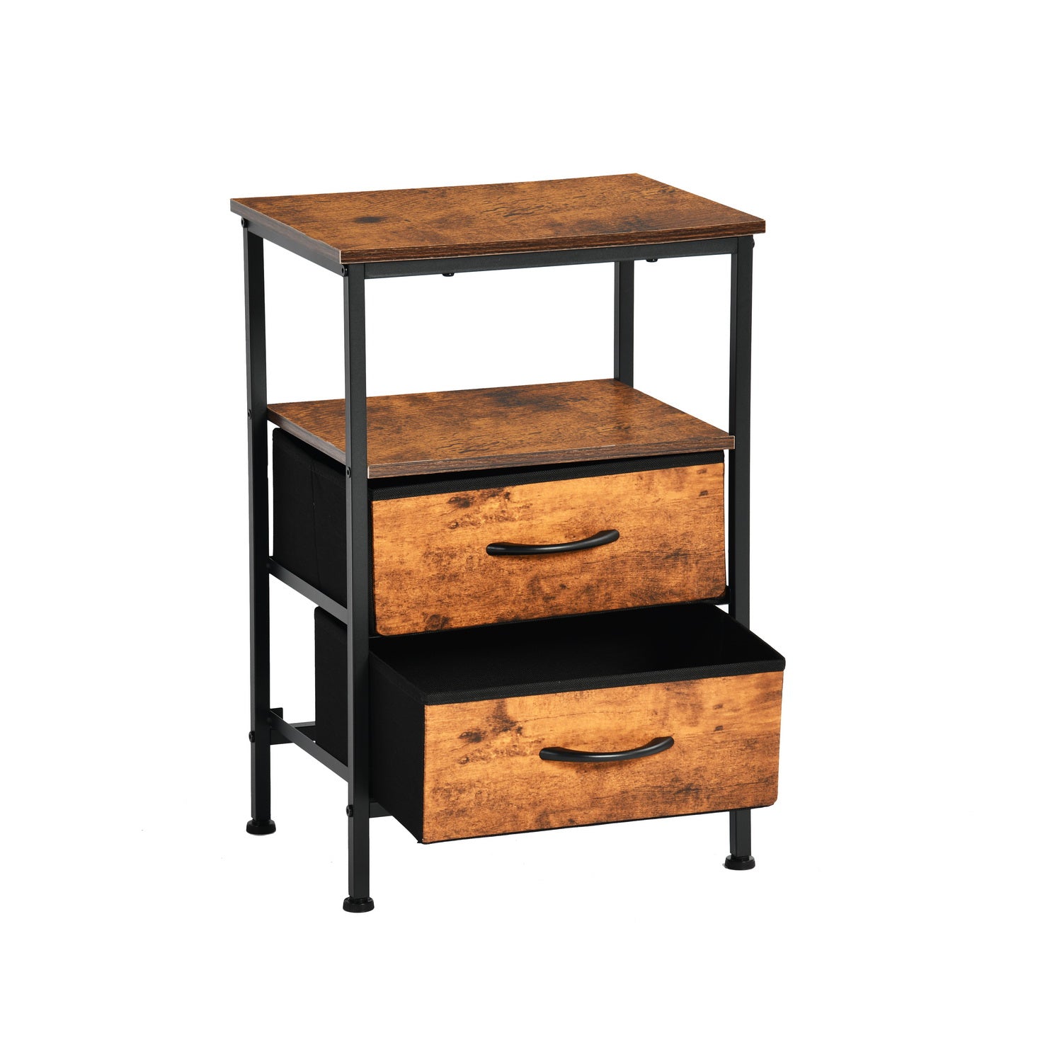 ANBY2 2PC End Table Nightstand Storage Table with 2 Drawers and Shelf
