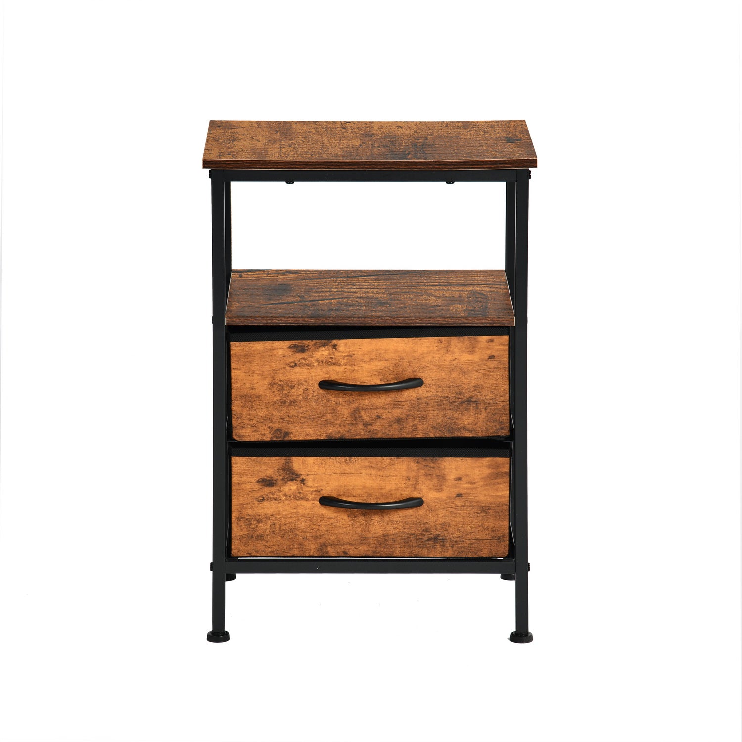 ANBY2 2PC End Table Nightstand Storage Table with 2 Drawers and Shelf