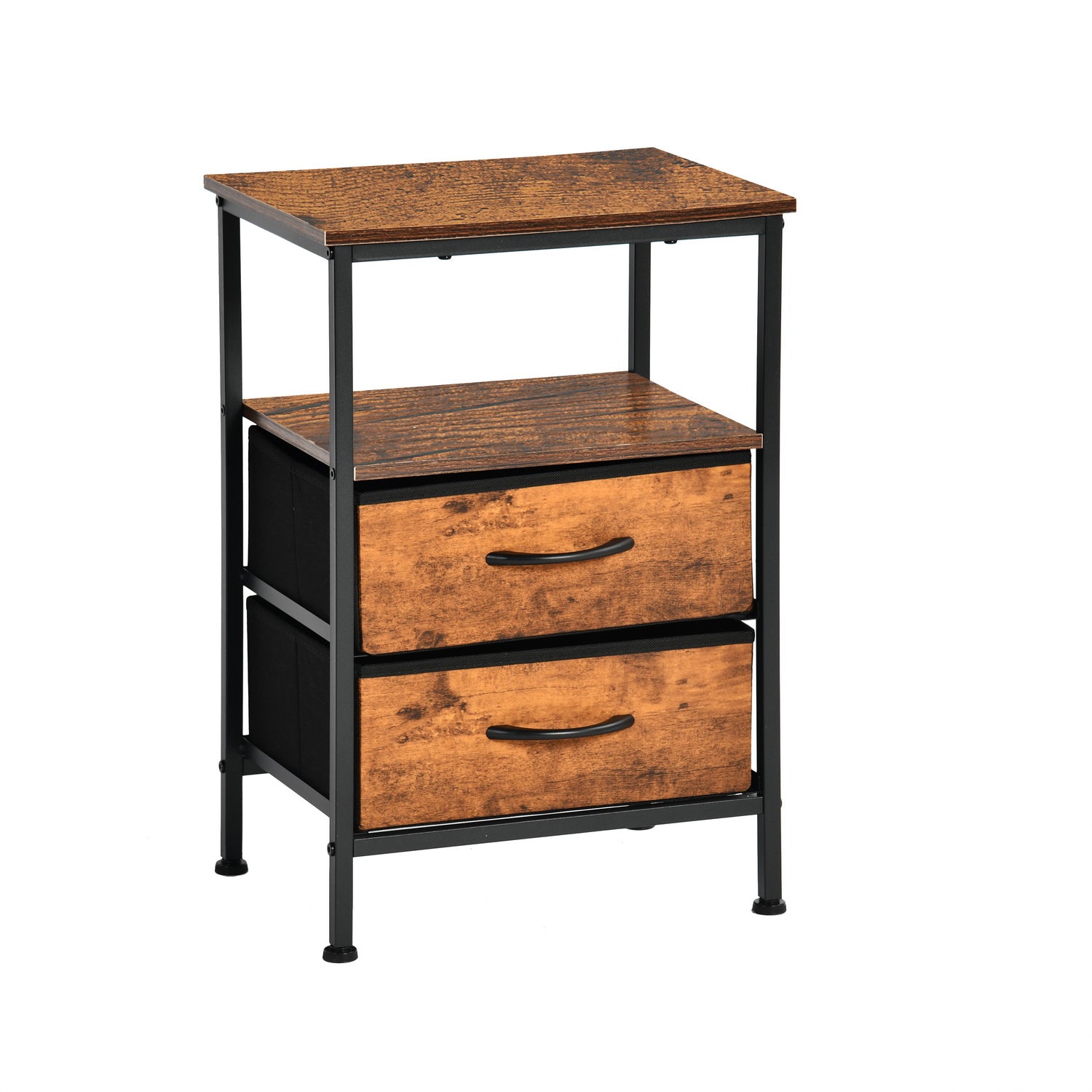 ANBY2 2PC End Table Nightstand Storage Table with 2 Drawers and Shelf