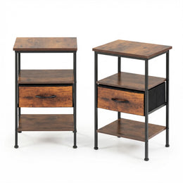 ANBY 2PC End Table Nightstand Storage Table with Drawer and Shelf