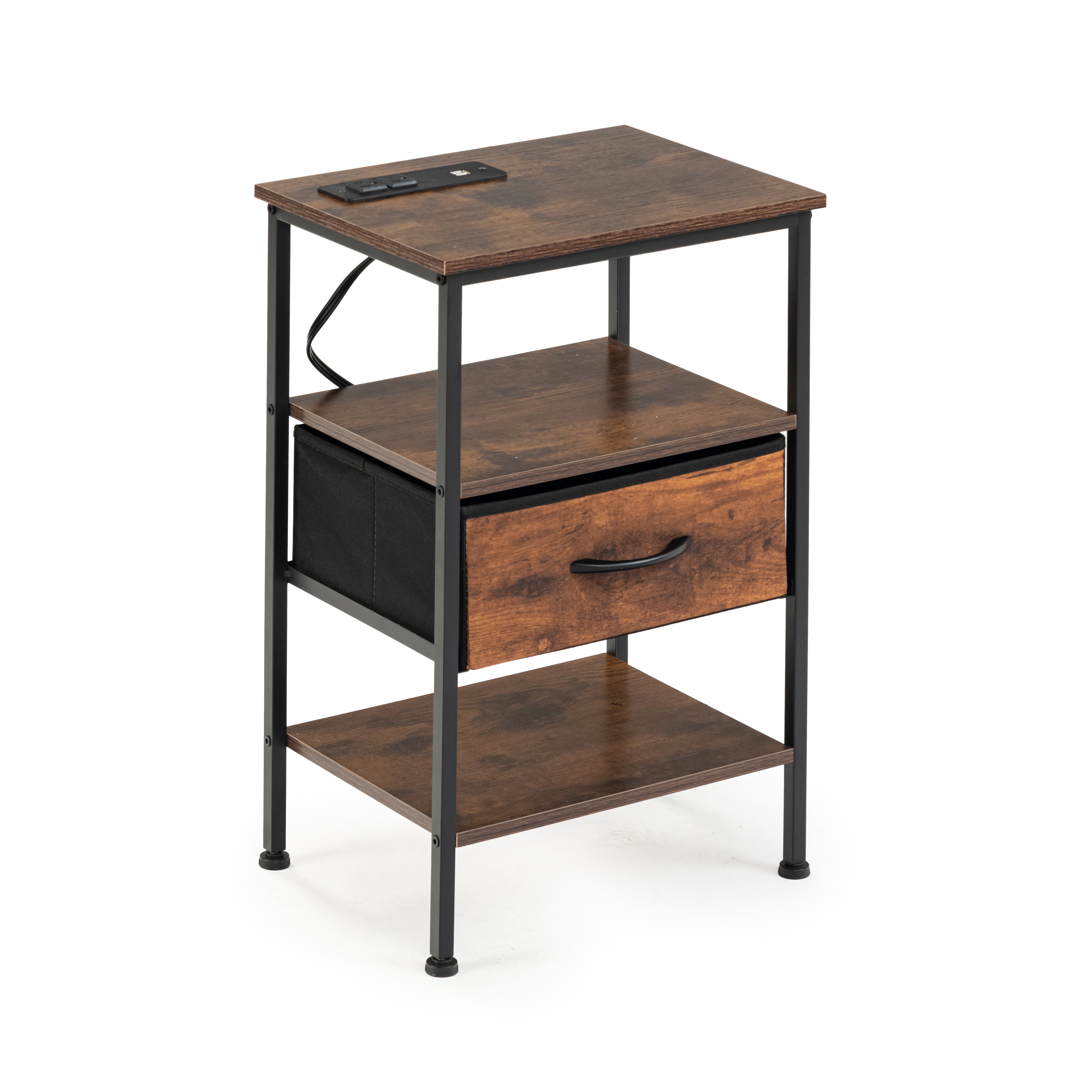 Homy Casa ANBY Crimson 2 Drawer Nightstand Bedside Table Open Box