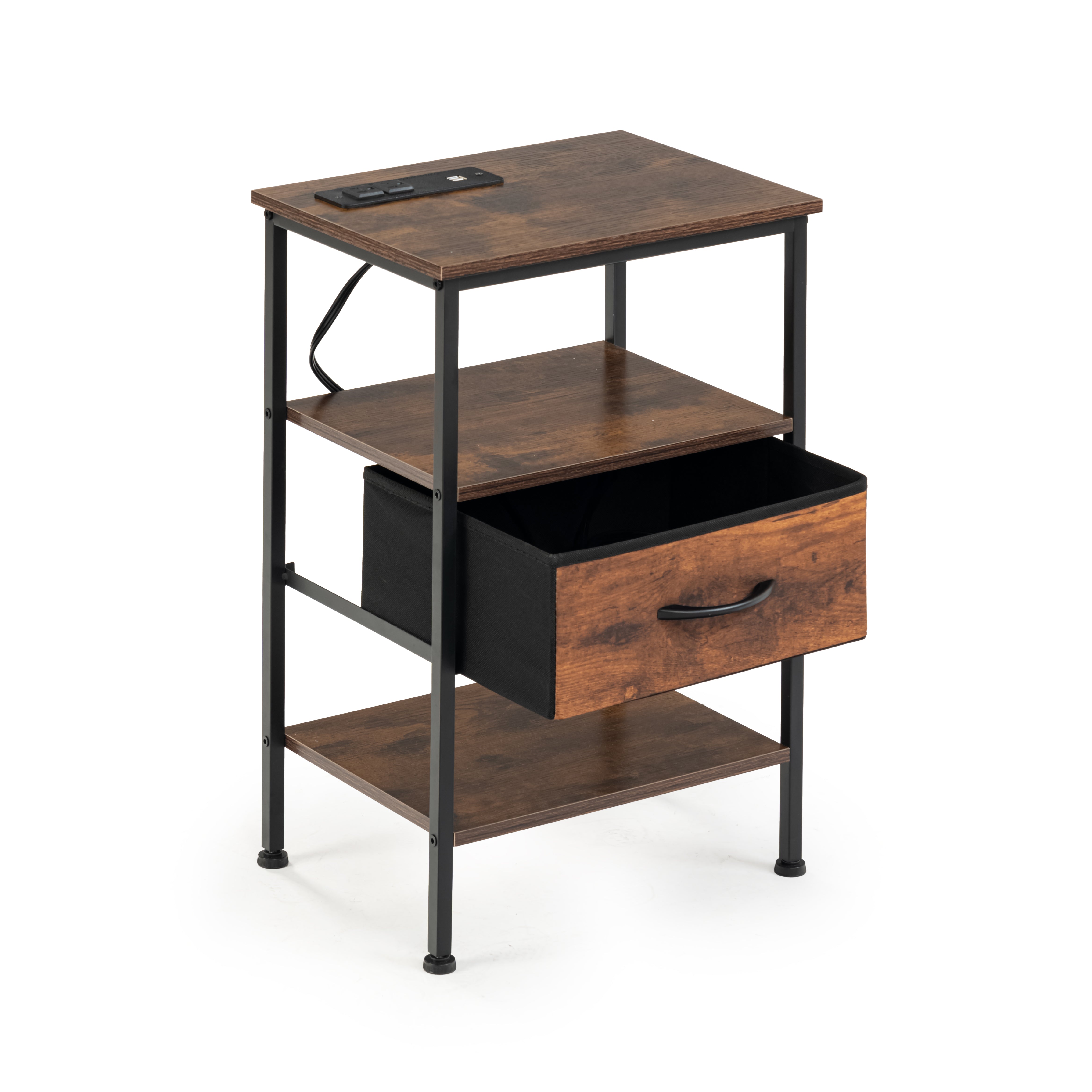 Homy Casa ANBY Crimson 2 Drawer Nightstand Bedside Table Open Box