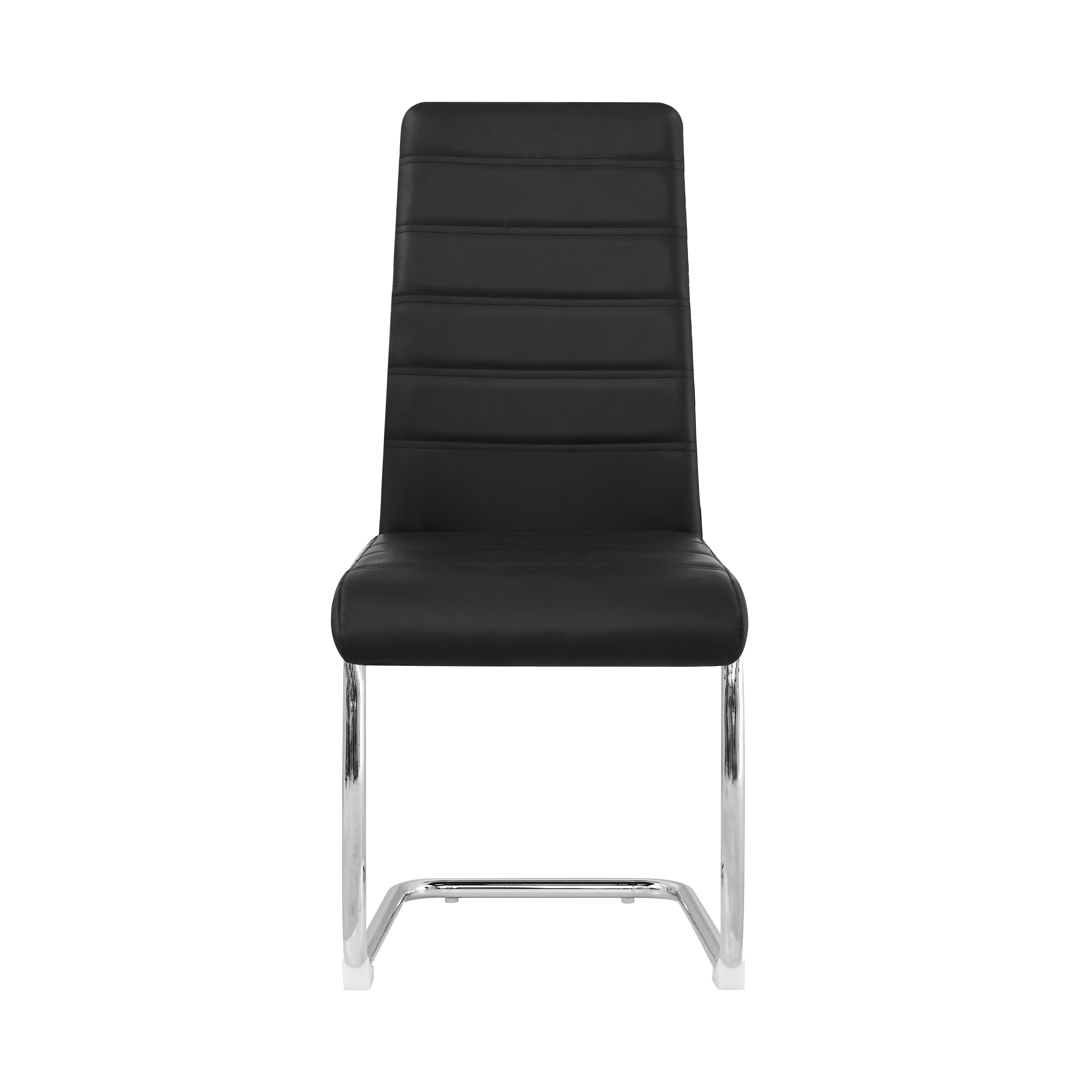 Ann Bow High Back Dining Chairs Padded Fabric Seats with Chrome Legs Set of 4