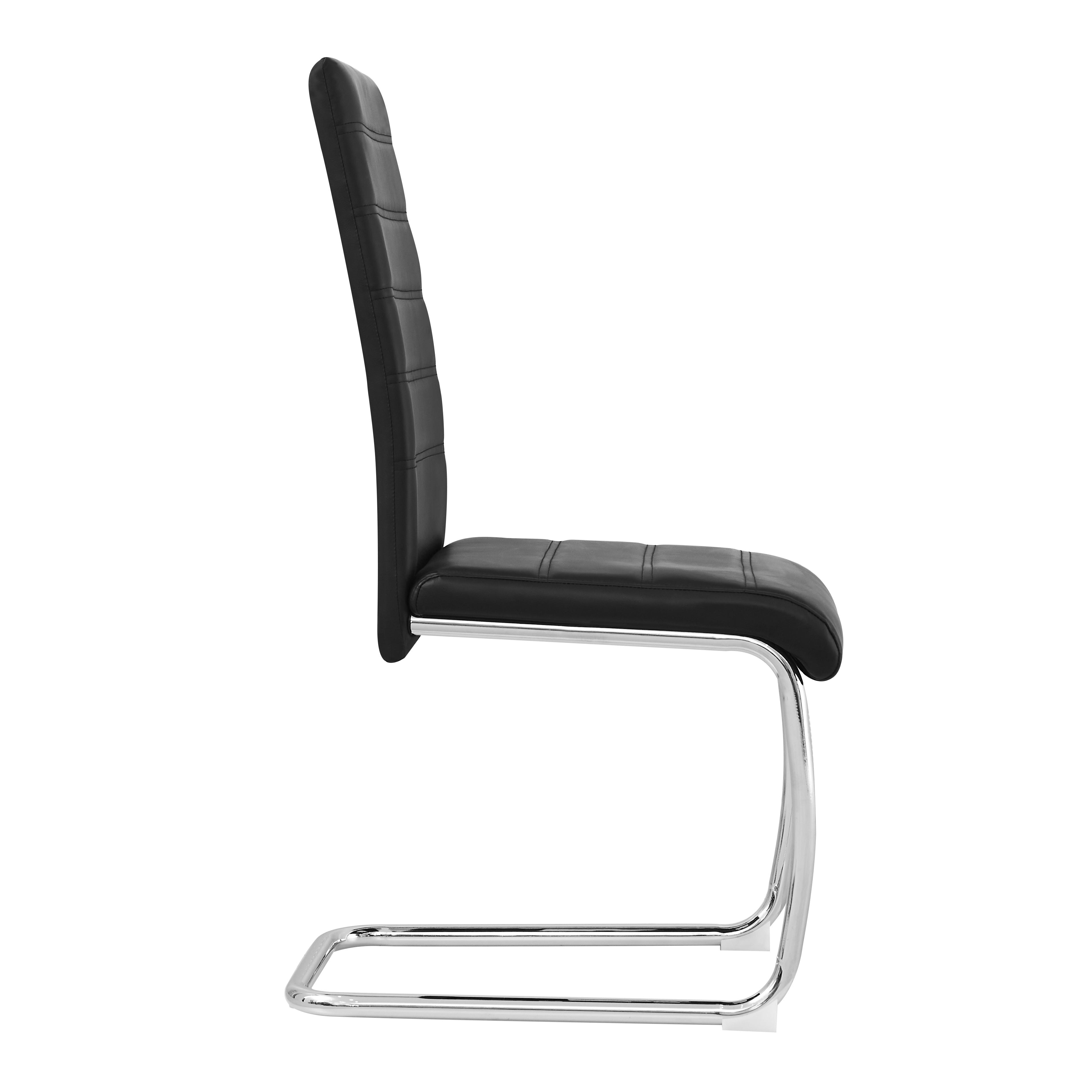 Ann Bow High Back Dining Chairs Padded Fabric Seats with Chrome Legs Set of 4