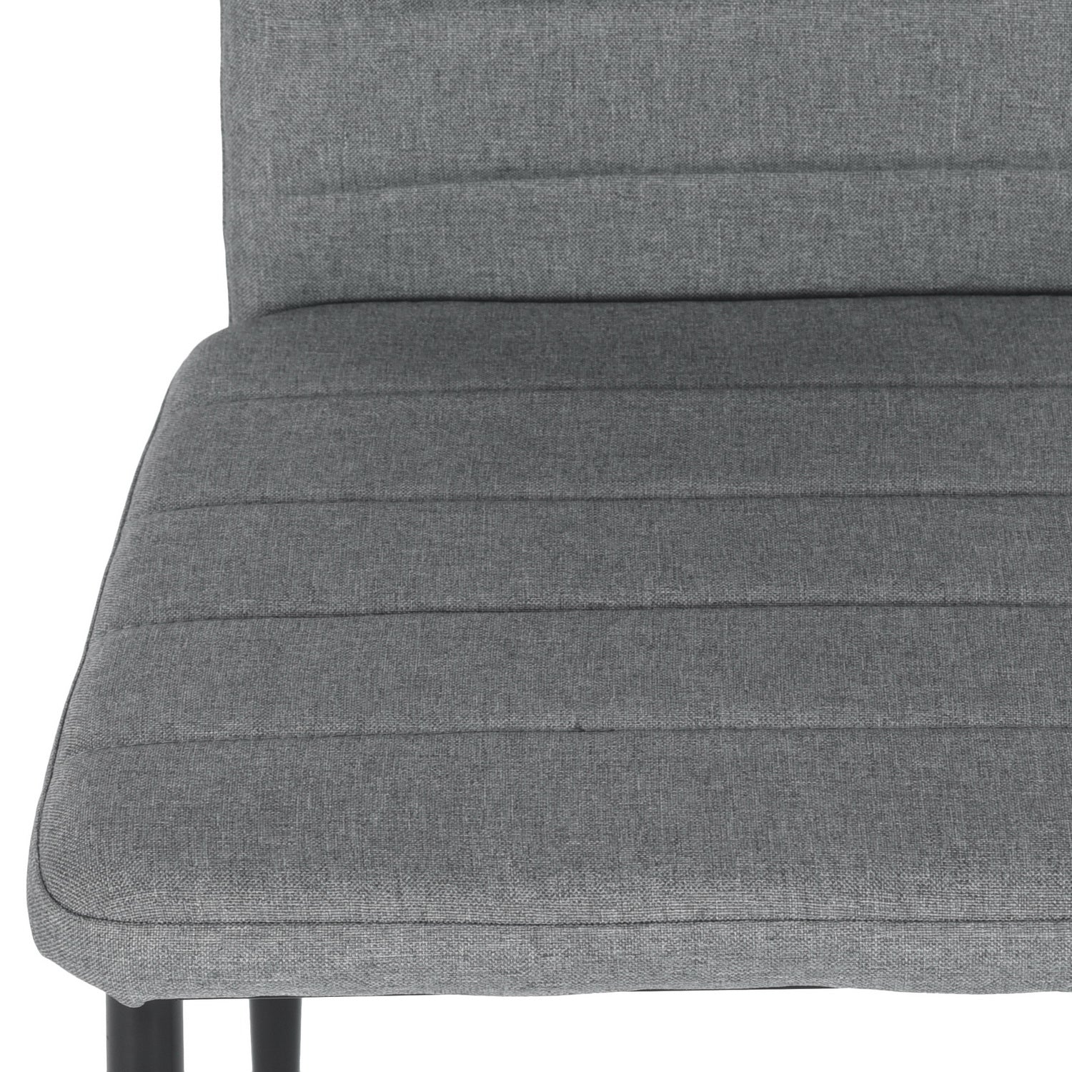 ANN Set of 4 High Back Dining Chairs, Padded Fabric Seats with Black Metal Legs, Modern Kitchen Chairs, Gray