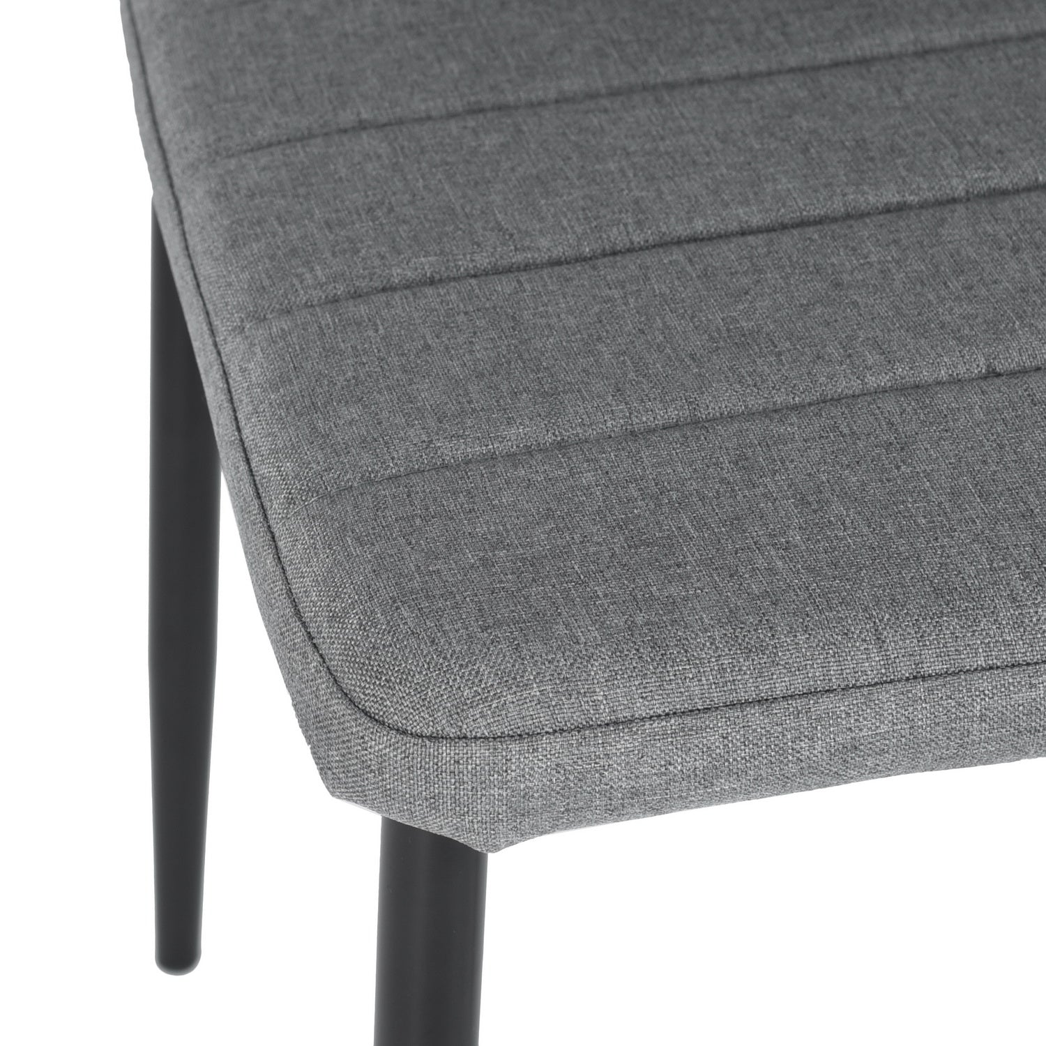 ANN Set of 4 High Back Dining Chairs, Padded Fabric Seats with Black Metal Legs, Modern Kitchen Chairs, Gray