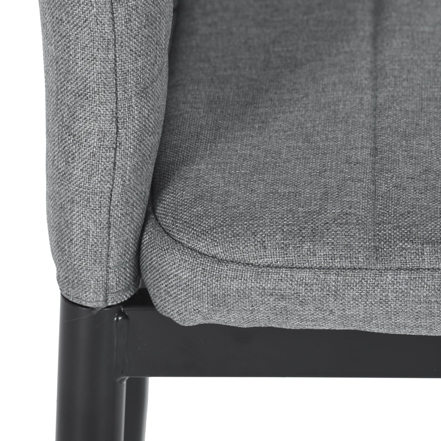 ANN Set of 4 High Back Dining Chairs, Padded Fabric Seats with Black Metal Legs, Modern Kitchen Chairs, Gray