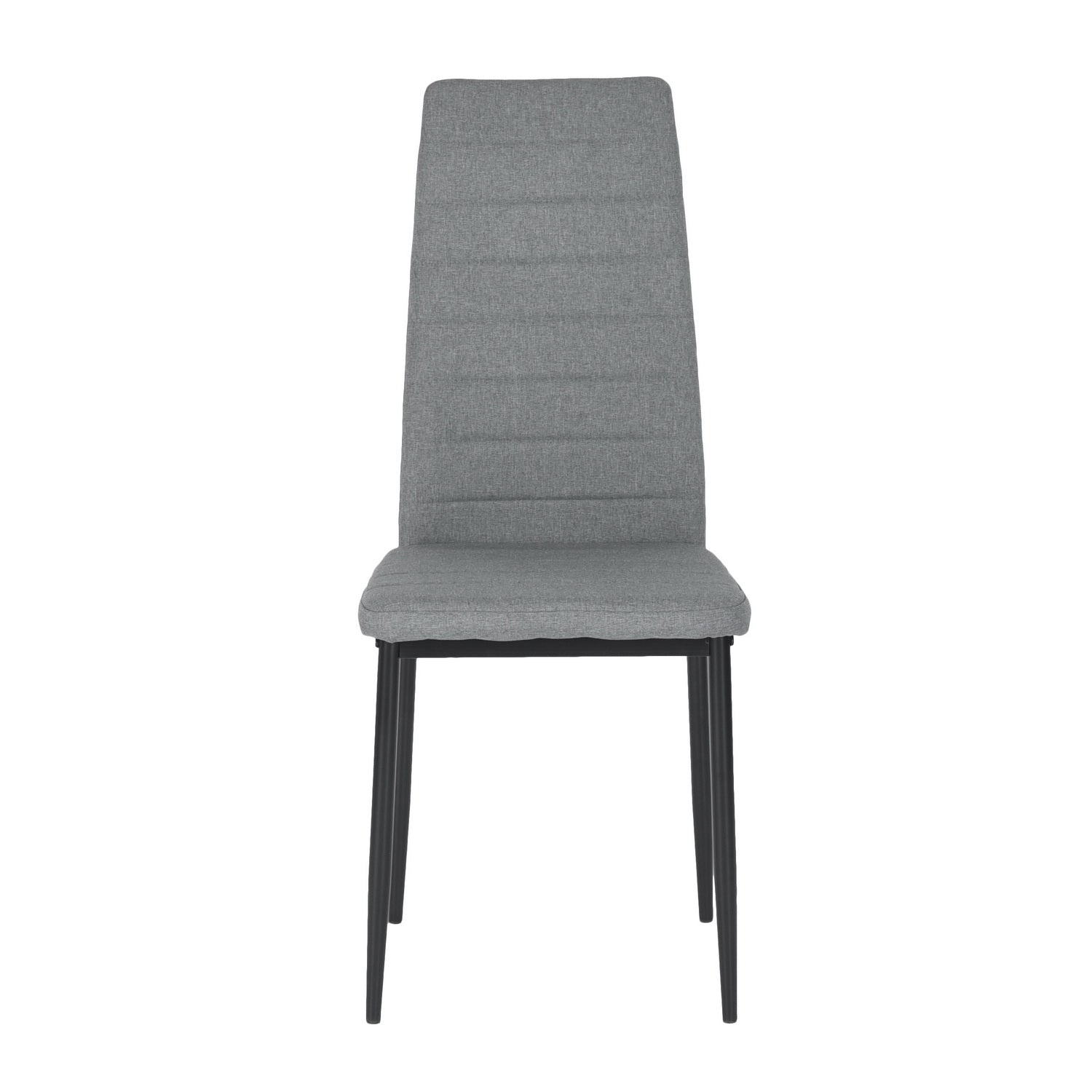 ANN Set of 4 High Back Dining Chairs, Padded Fabric Seats with Black Metal Legs, Modern Kitchen Chairs, Gray
