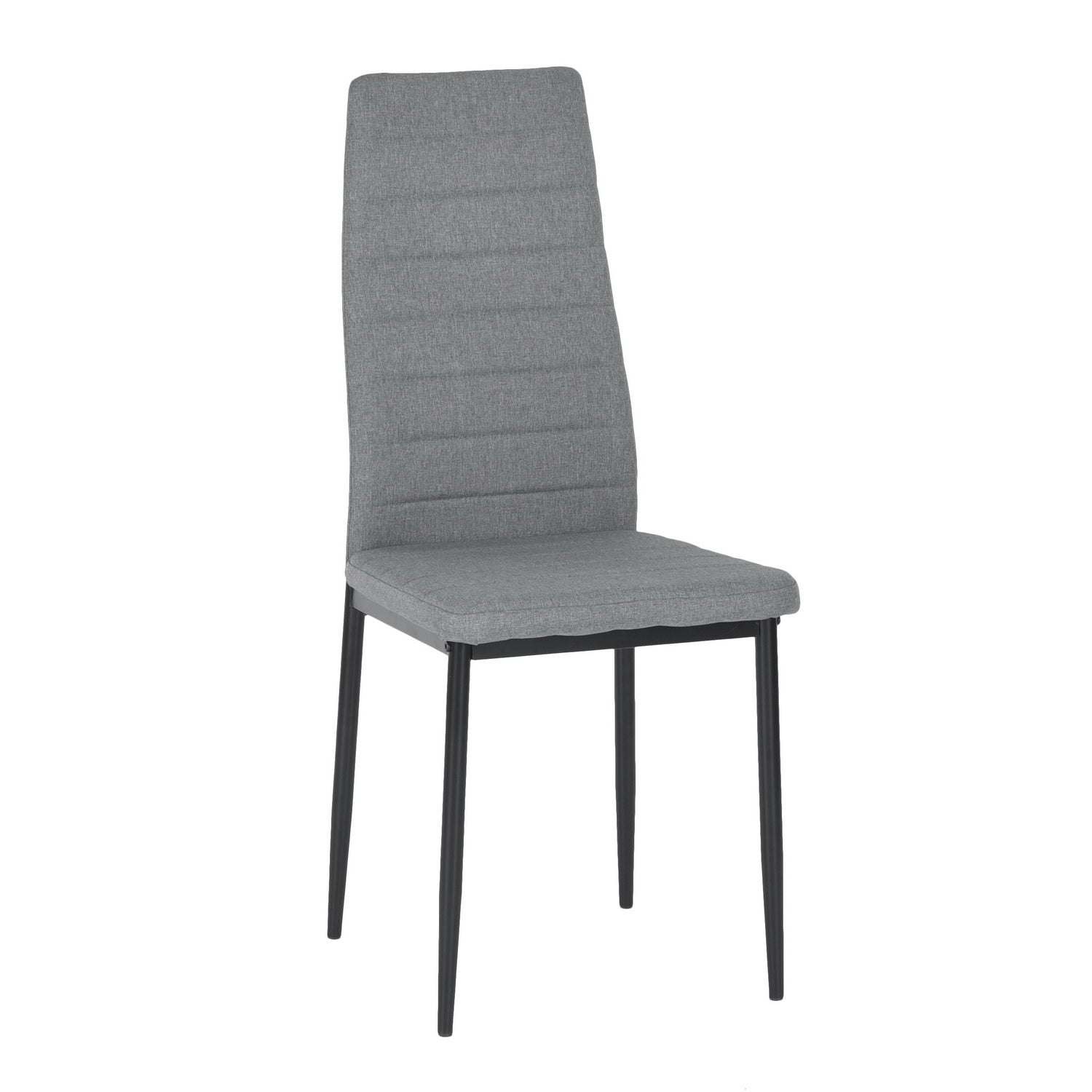 ANN Set of 4 High Back Dining Chairs, Padded Fabric Seats with Black Metal Legs, Modern Kitchen Chairs, Gray