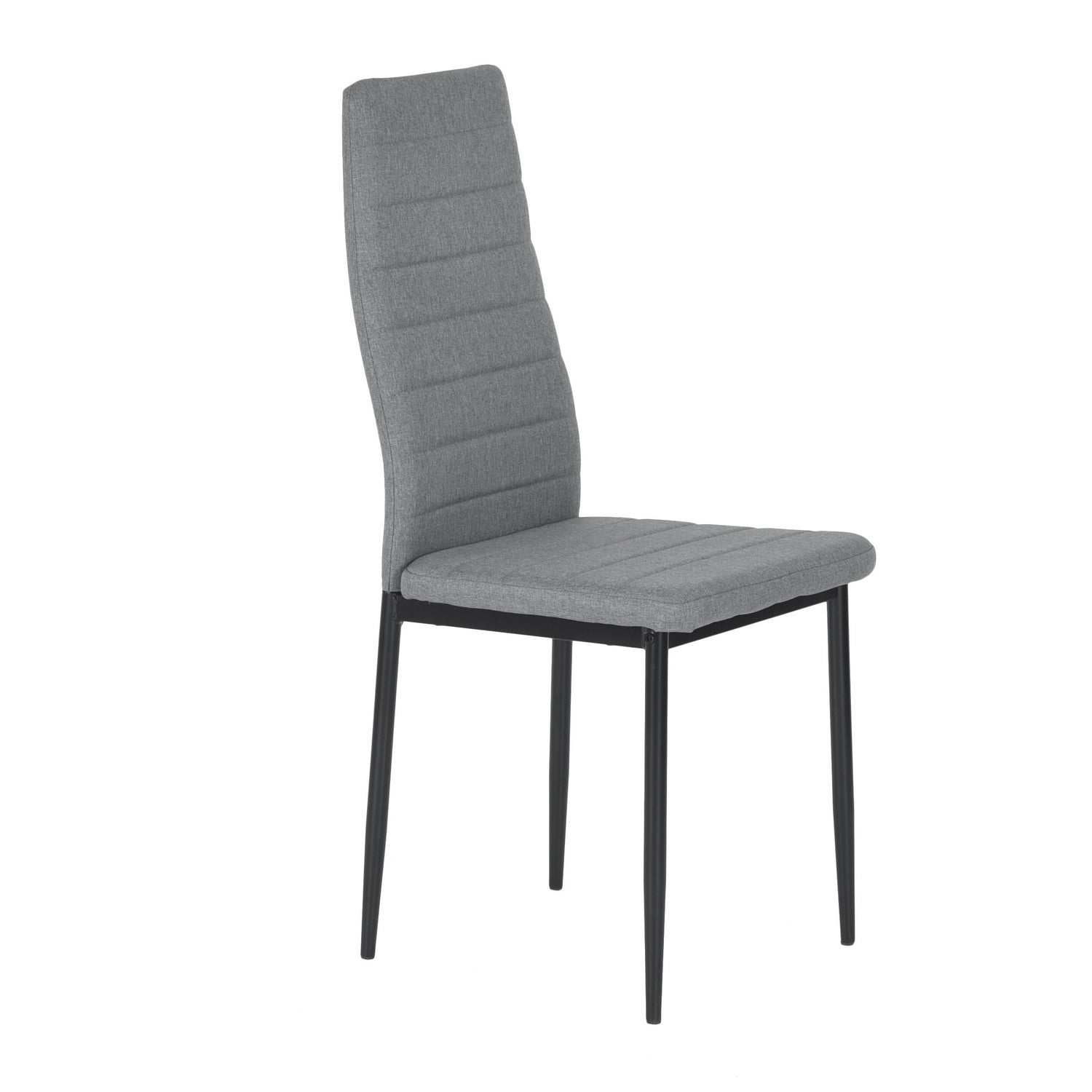 ANN Set of 4 High Back Dining Chairs, Padded Fabric Seats with Black Metal Legs, Modern Kitchen Chairs, Gray
