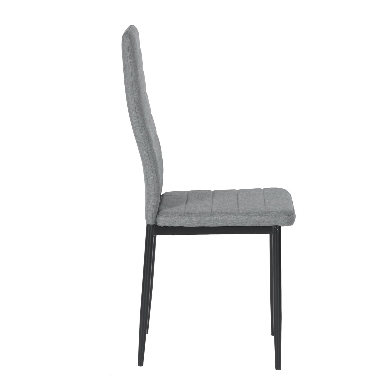 ANN Set of 4 High Back Dining Chairs, Padded Fabric Seats with Black Metal Legs, Modern Kitchen Chairs, Gray
