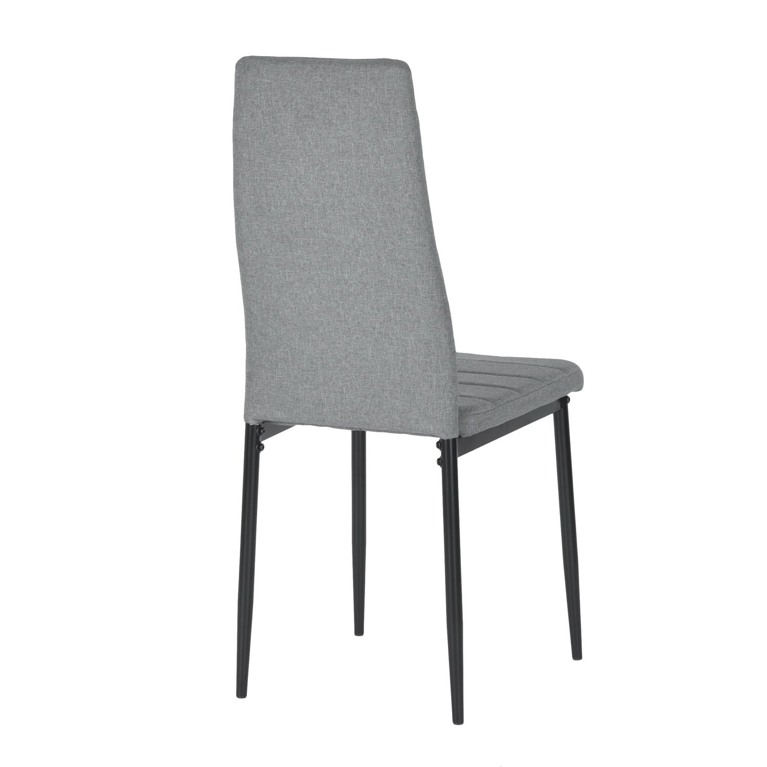 ANN Set of 4 High Back Dining Chairs, Padded Fabric Seats with Black Metal Legs, Modern Kitchen Chairs, Gray