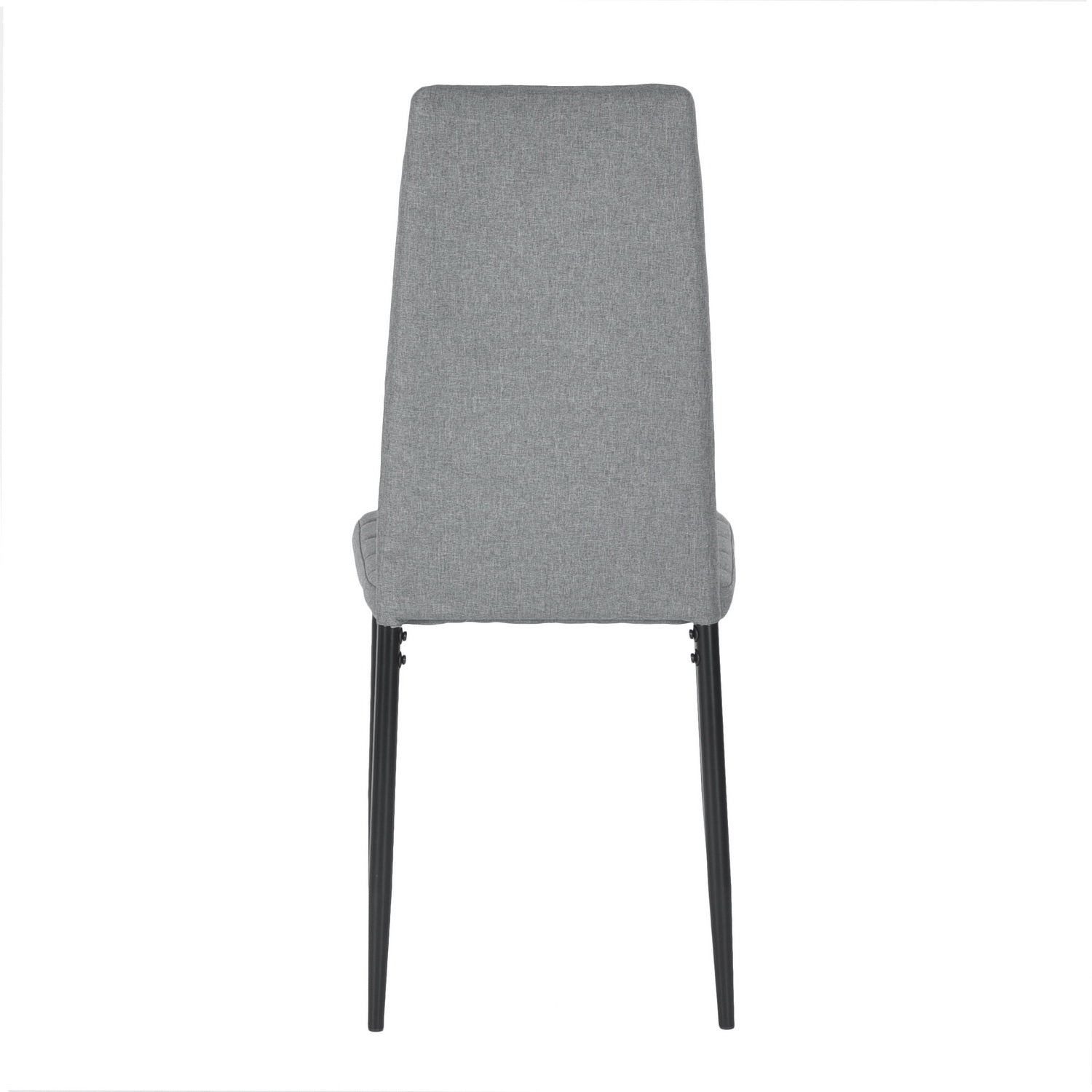 ANN Set of 4 High Back Dining Chairs, Padded Fabric Seats with Black Metal Legs, Modern Kitchen Chairs, Gray