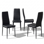ANN High Back Dining Chairs, Padded Fabric Seats with Black Metal Legs Set of 2/4/6