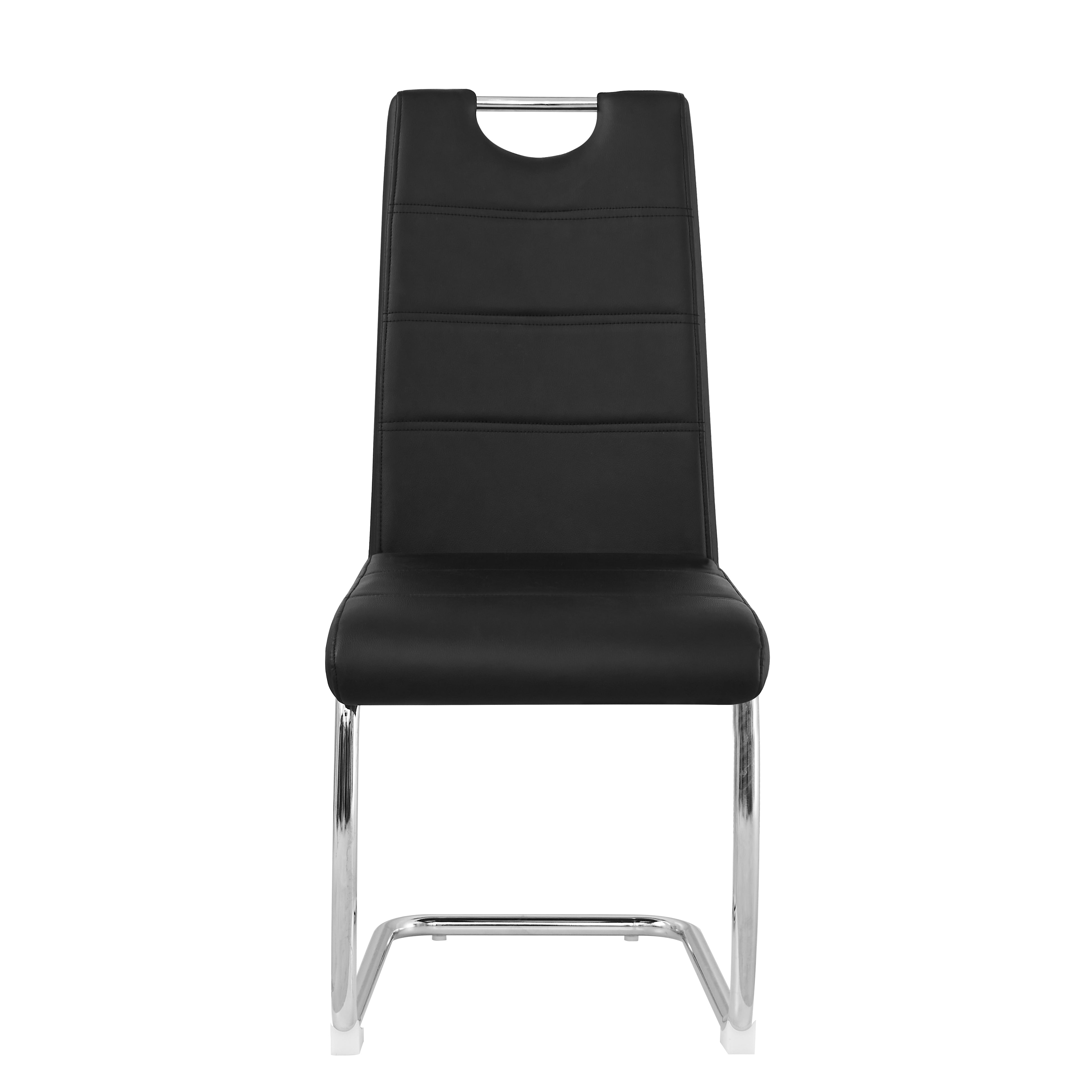 Ann Bow High Back Dining Chairs Padded Fabric Seats with Chrome Legs Set of 4