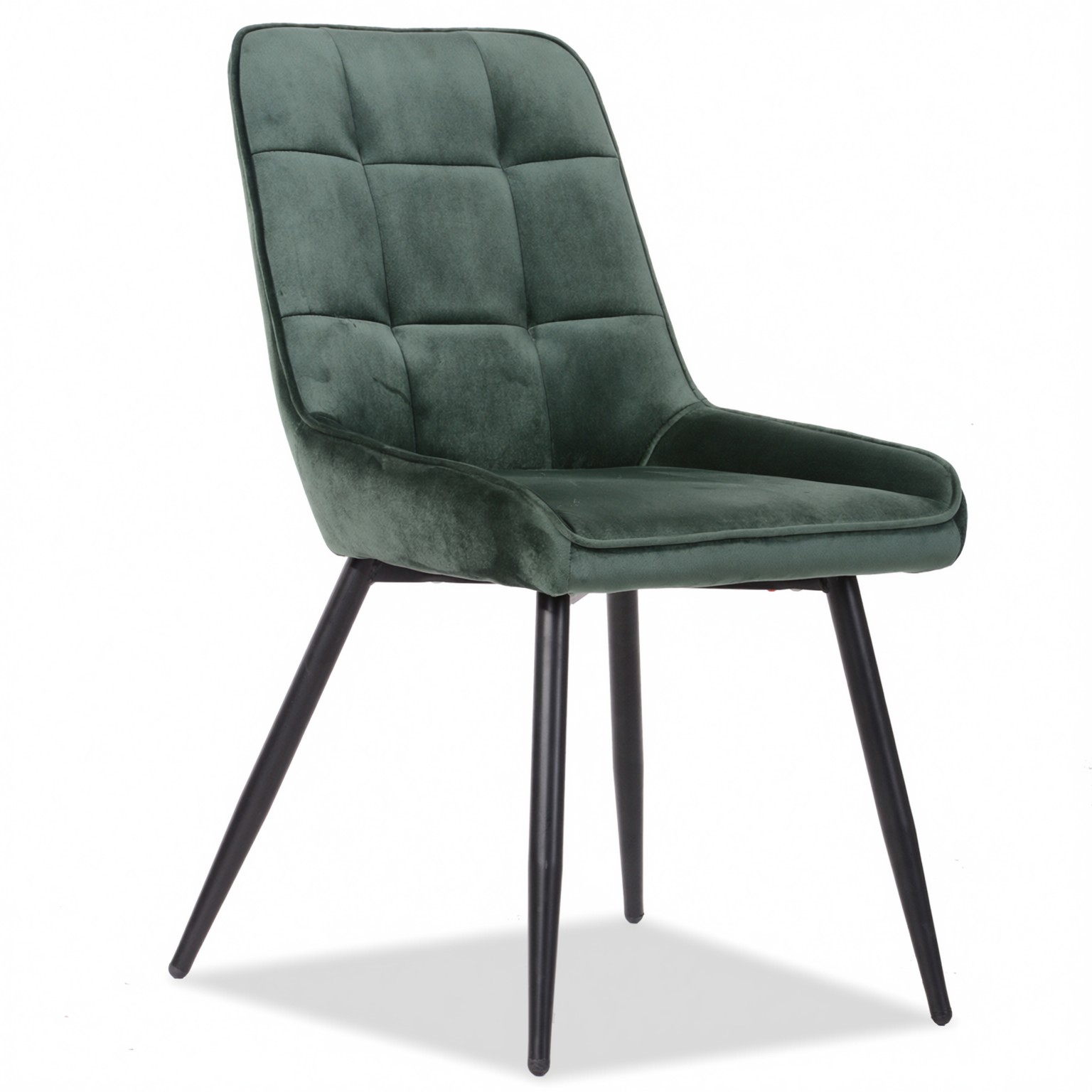 Homy Casa ARALIA 2PC GREEN Velvet Dining Chairs with Piping Details and Black Base