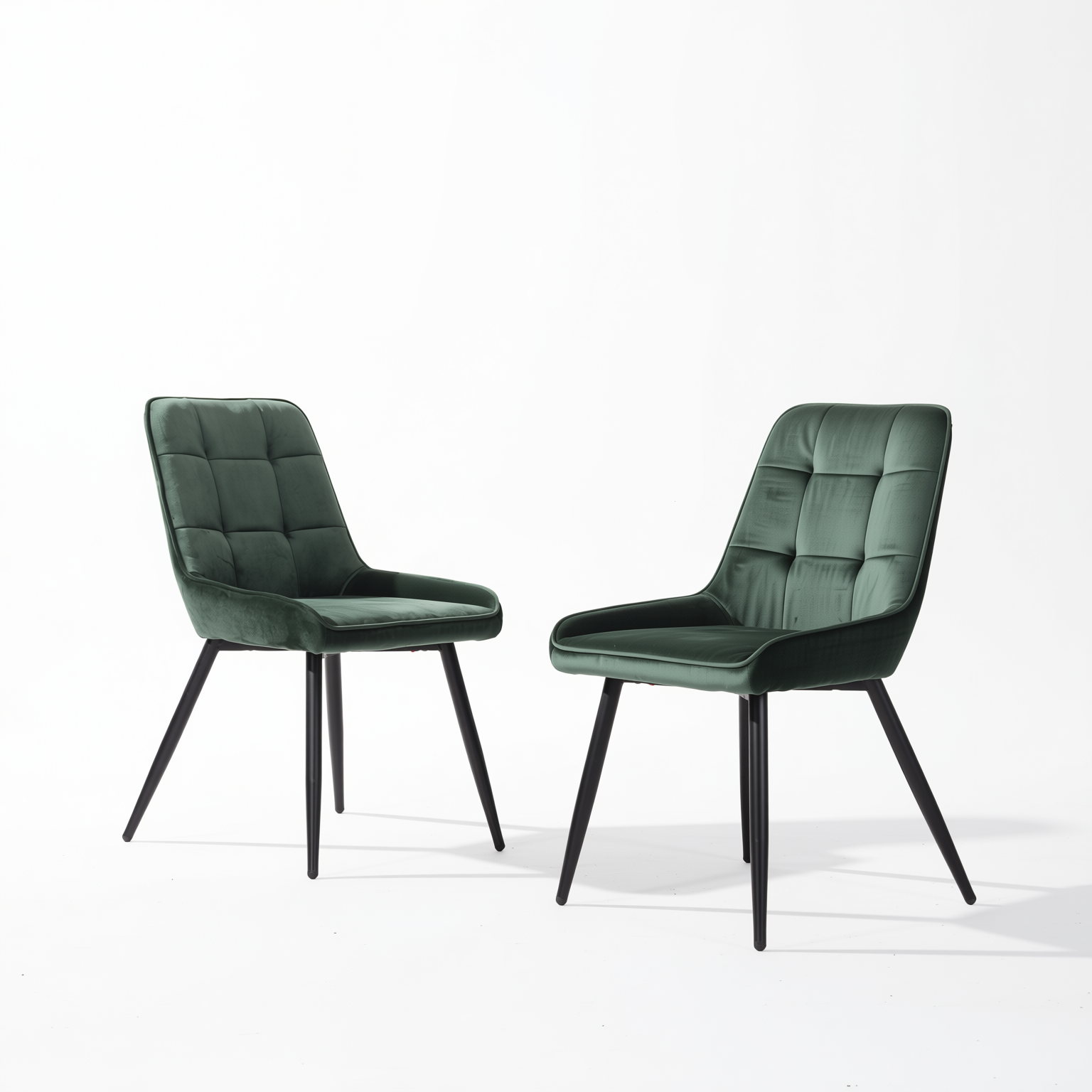 ARALIA Velvet Accent Chair Modern Green Upholstered Dining Chair Black Base
