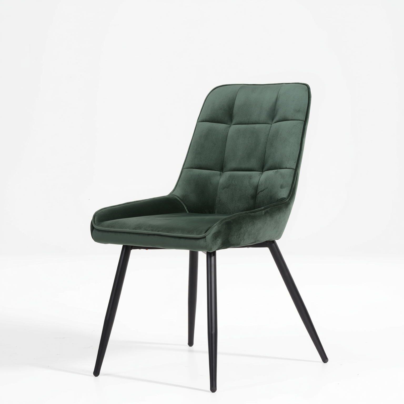 Homy Casa ARALIA 2PC GREEN Velvet Dining Chairs with Piping Details and Black Base