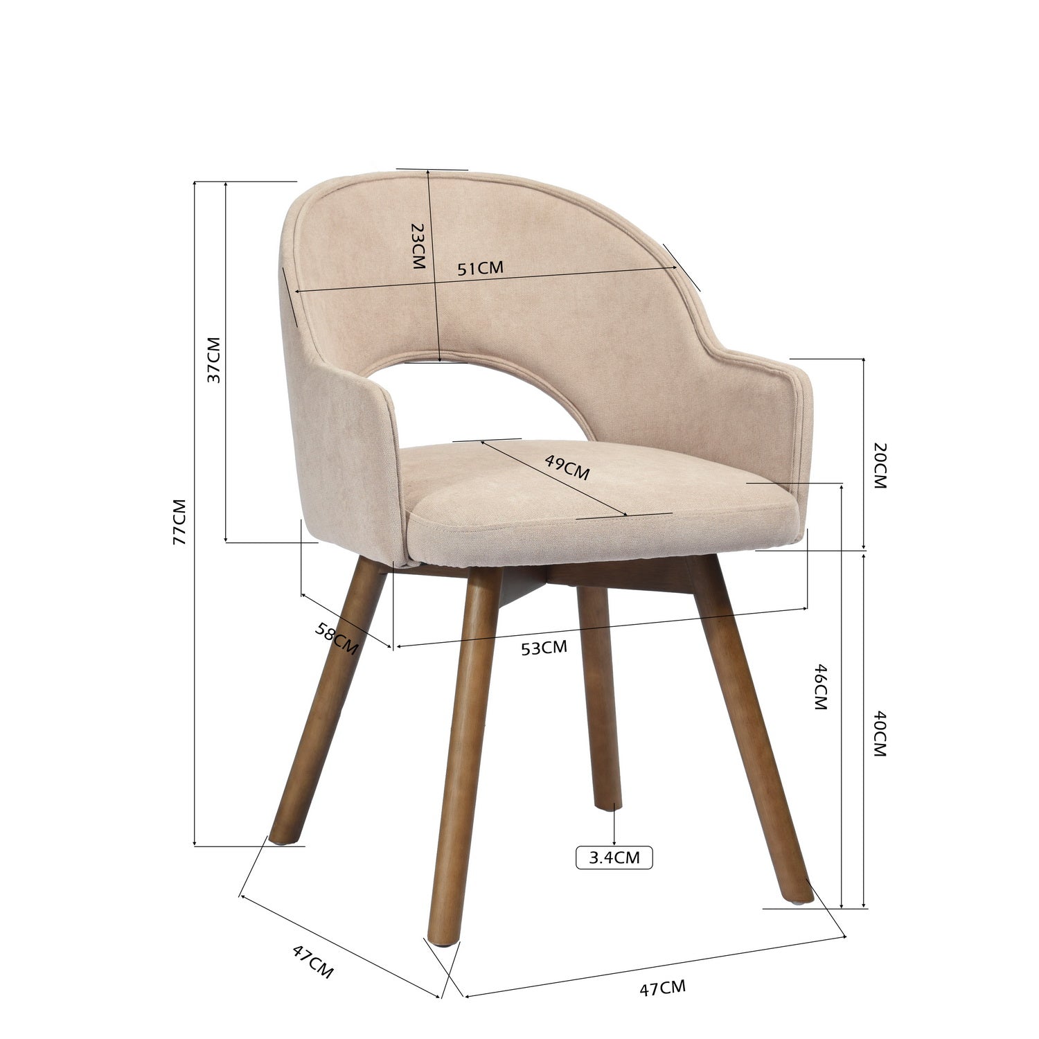 Homy Casa Aranguiz Upholstered Dining Chair Beige Terry Fabric Open Box
