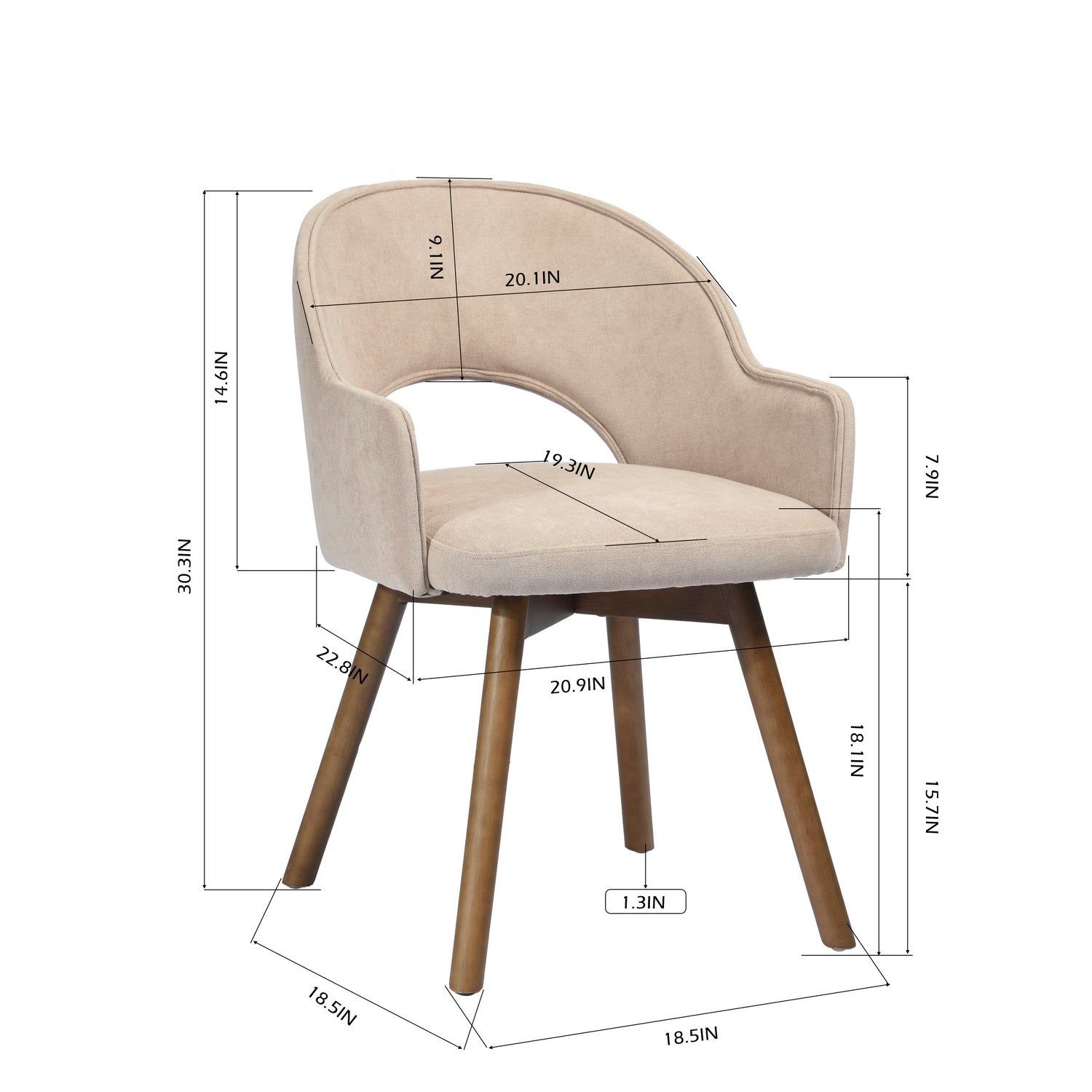 Homy Casa Aranguiz Upholstered Dining Chair Beige Terry Fabric Open Box
