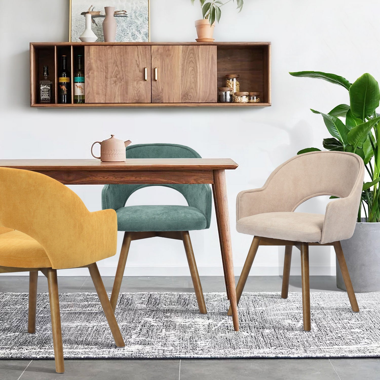 Homy Casa Aranguiz Upholstered Dining Chair Beige Terry Fabric Open Box