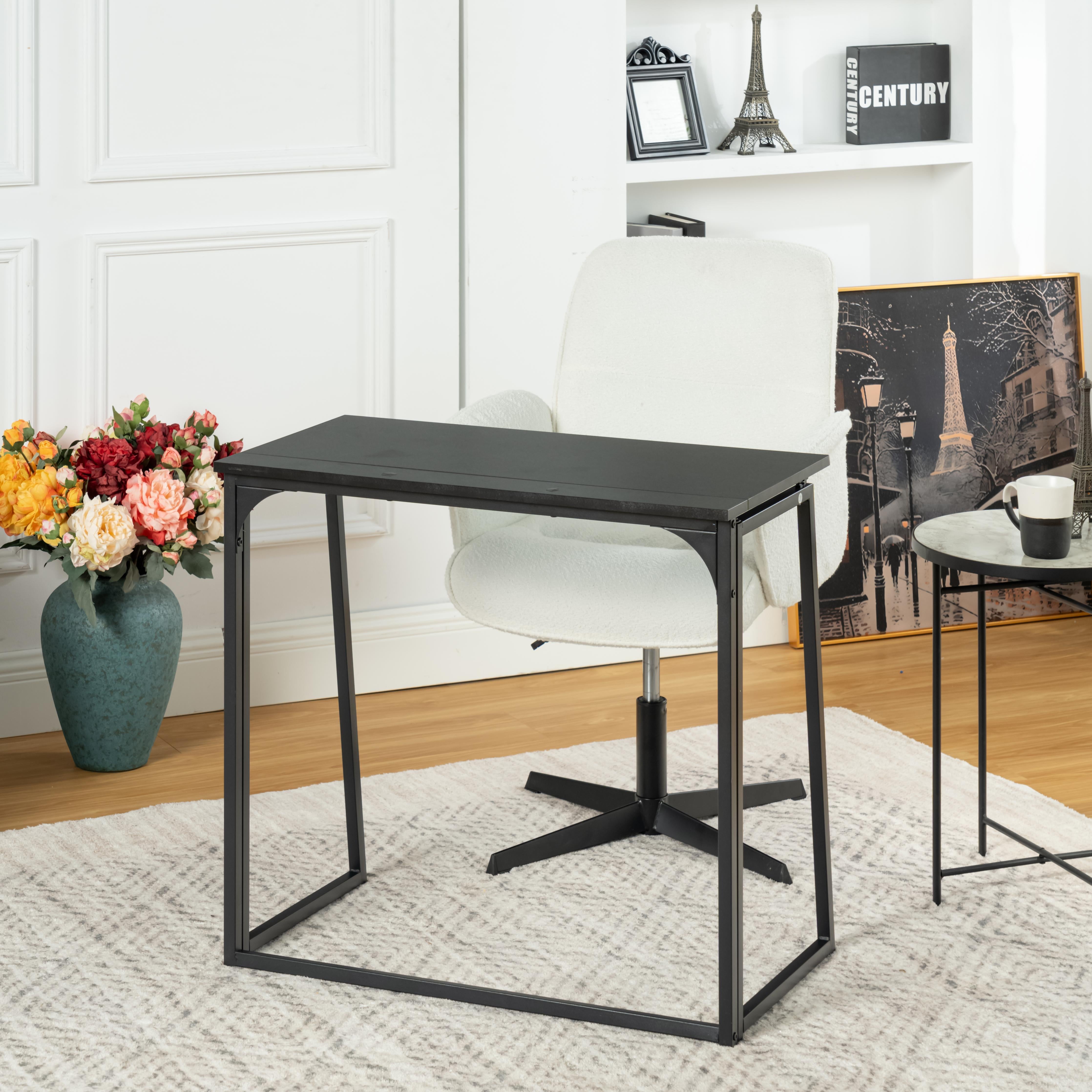 Ascoli 31.4“ Folding Desk Computer Table MDF Table top with Metal Base