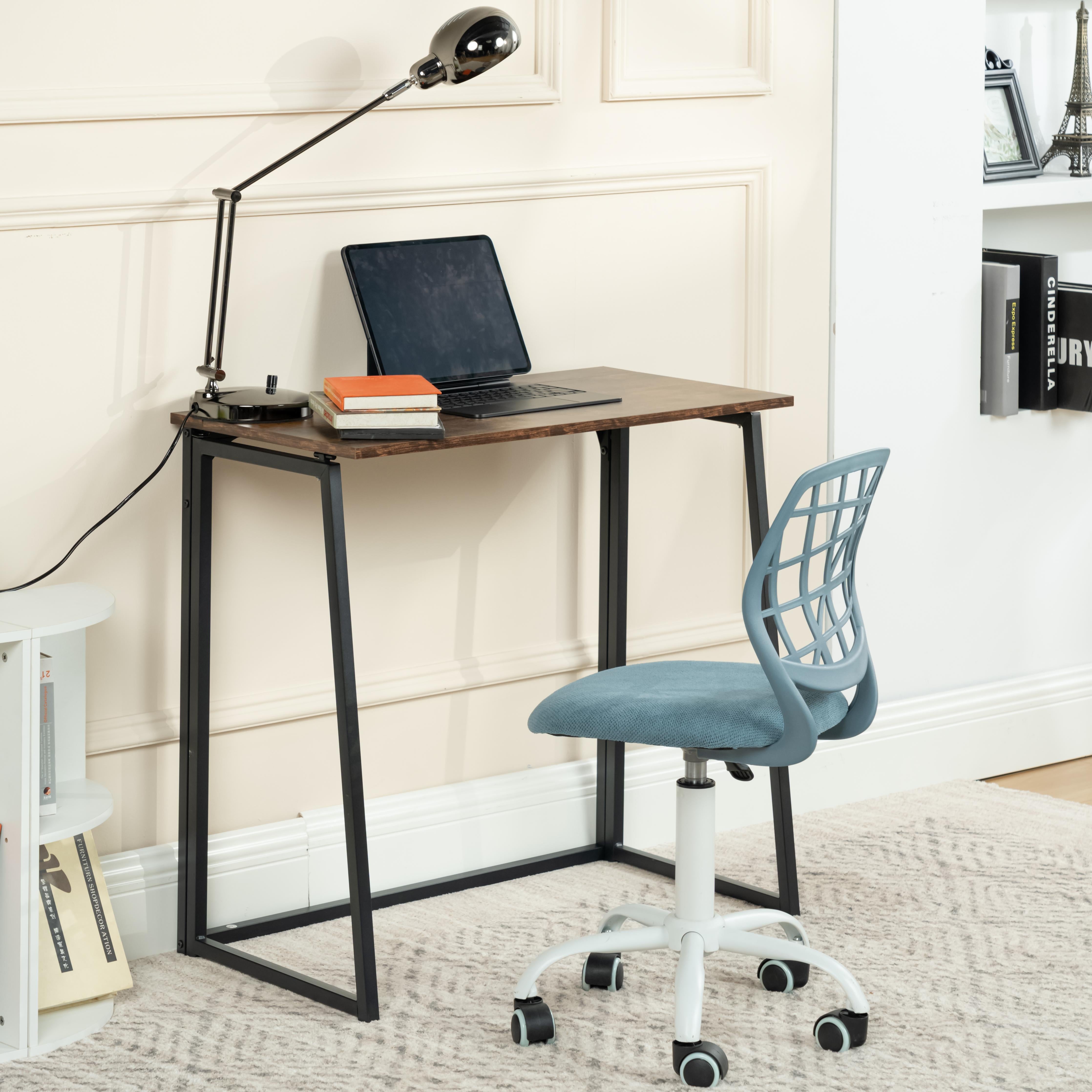 Ascoli 31.4“ Folding Desk Computer Table MDF Table top with Metal Base