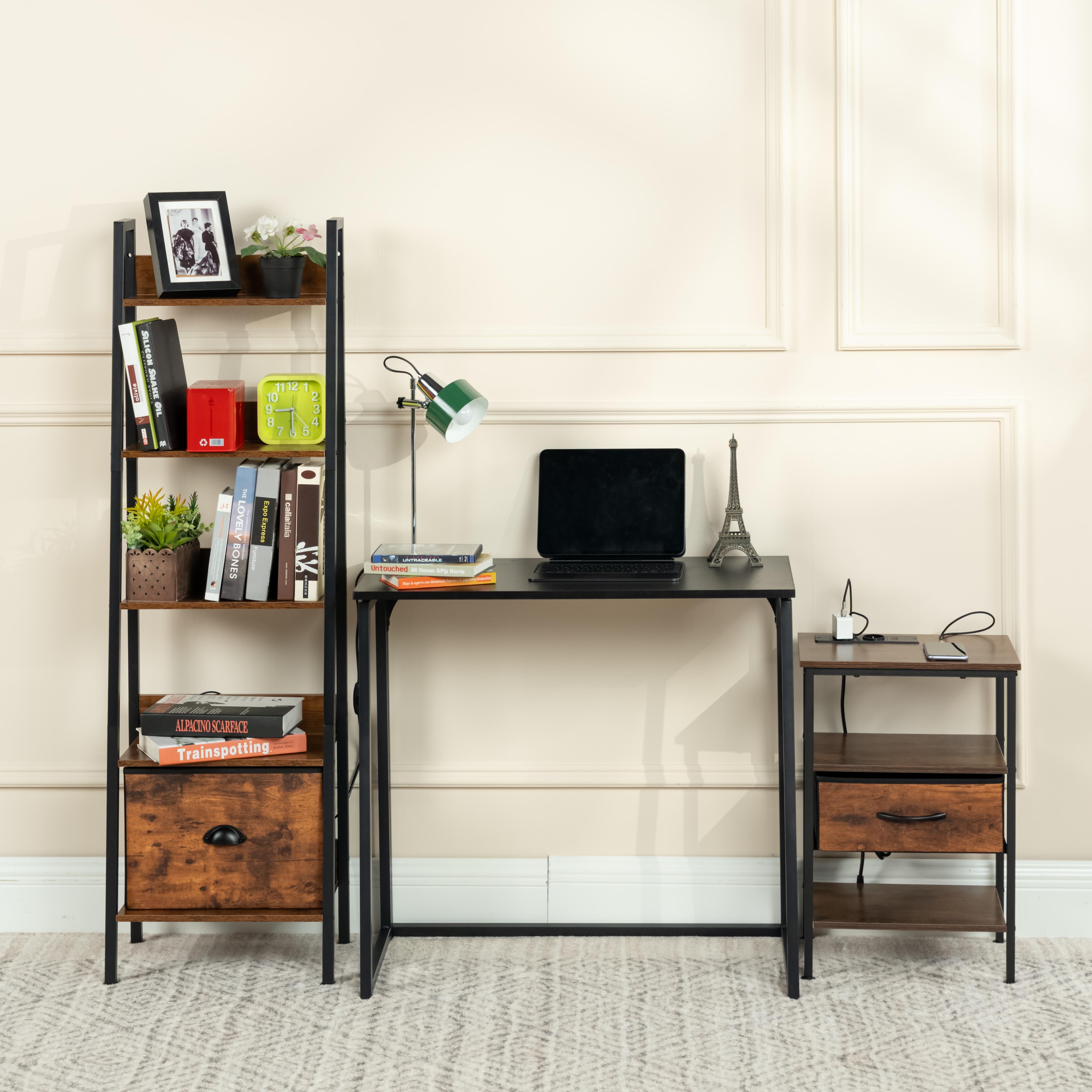 Ascoli 31.4“ Folding Desk Computer Table MDF Table top with Metal Base