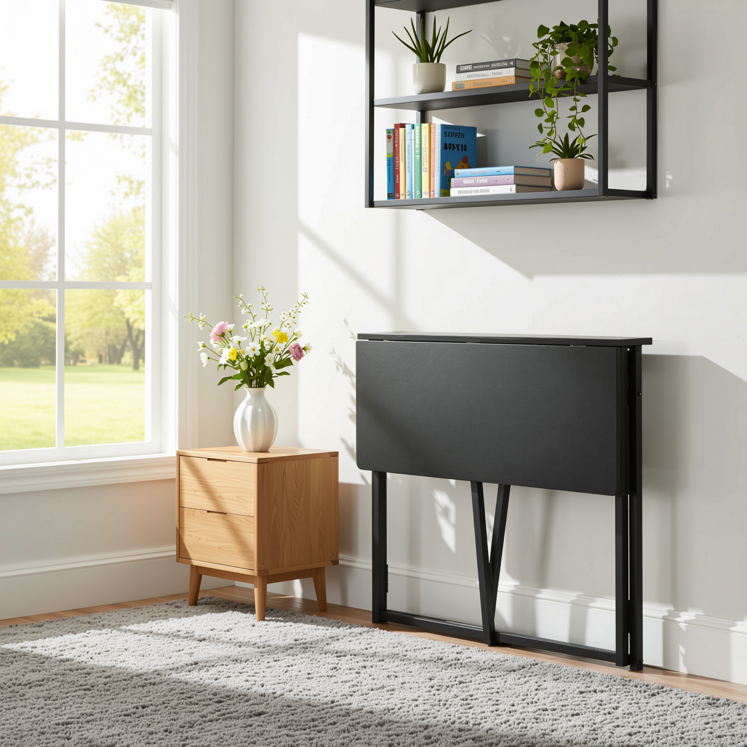 Ascoli 31.4“ Folding Desk Computer Table MDF Table top with Metal Base