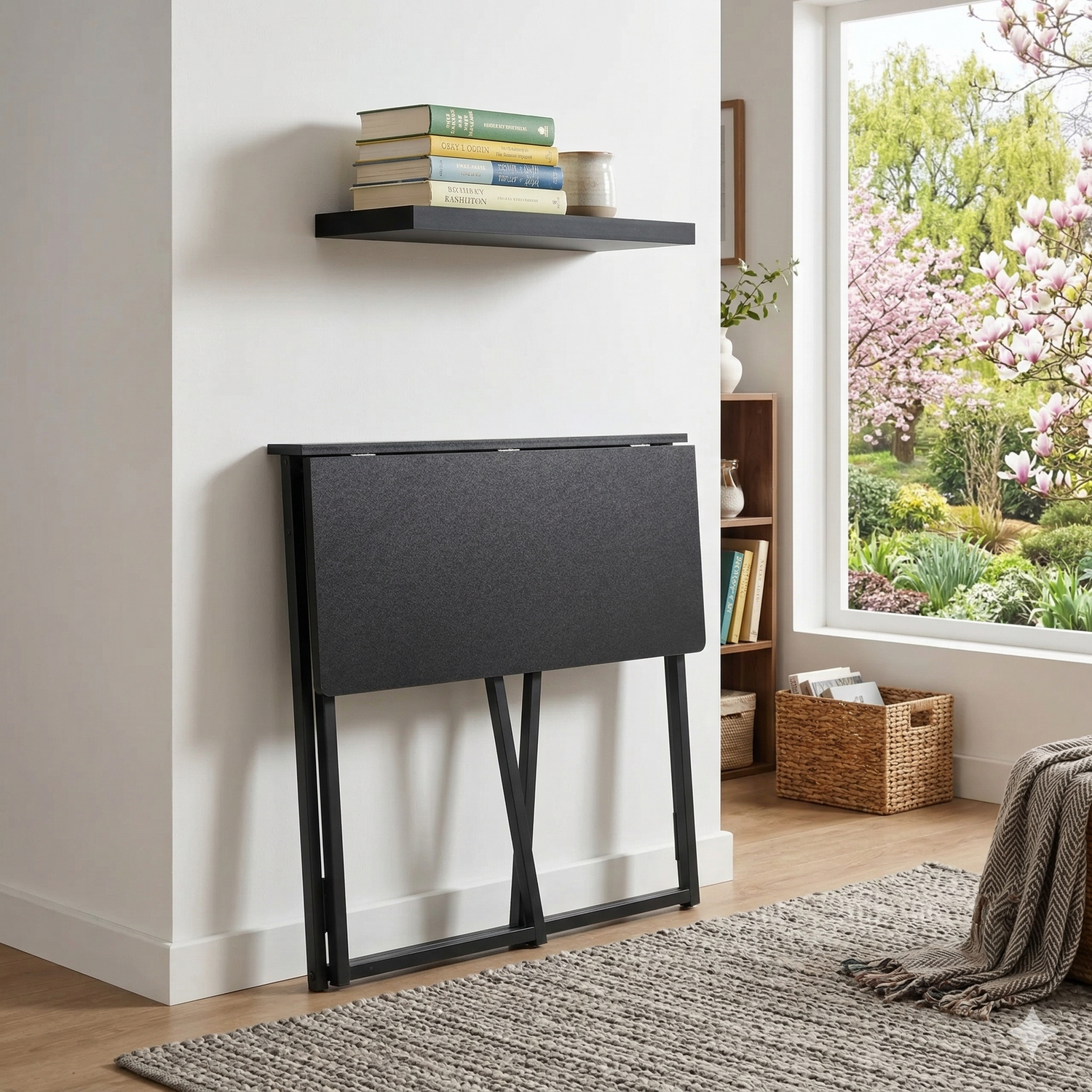 Ascoli 31.4“ Folding Desk Computer Table MDF Table top with Metal Base
