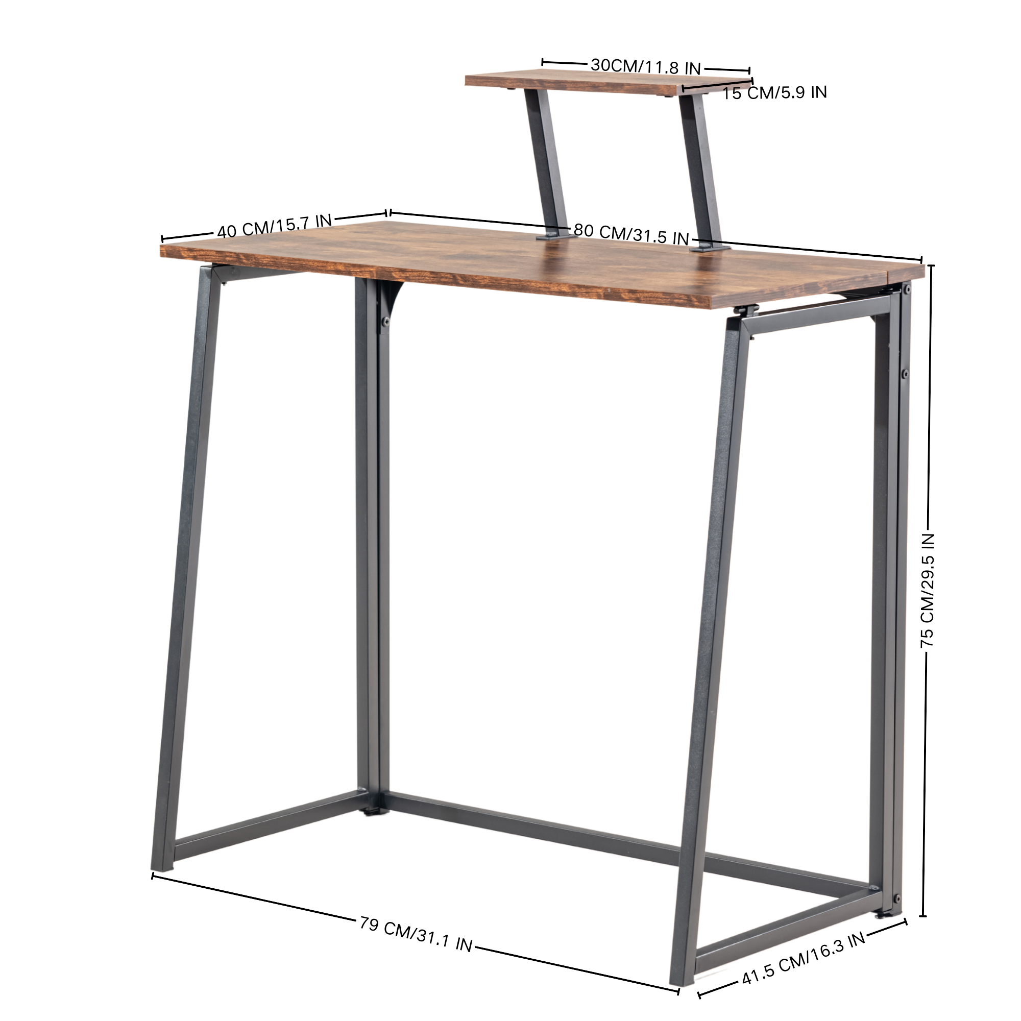 Homy Casa Ascott 31.4“ Folding Desk Computer Table Vintage, Brown